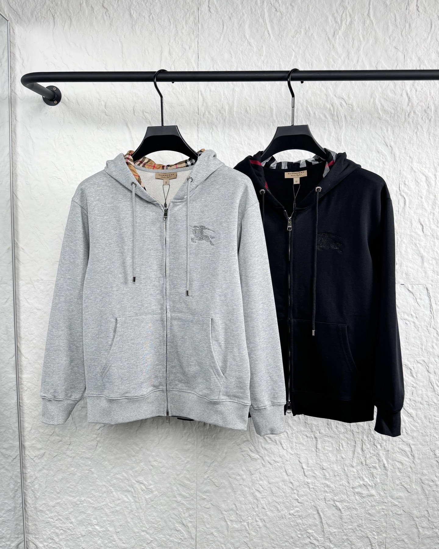 Burberry Classic Embroidered Hoodie Cotton Blend Zip-Up Sweatshirt