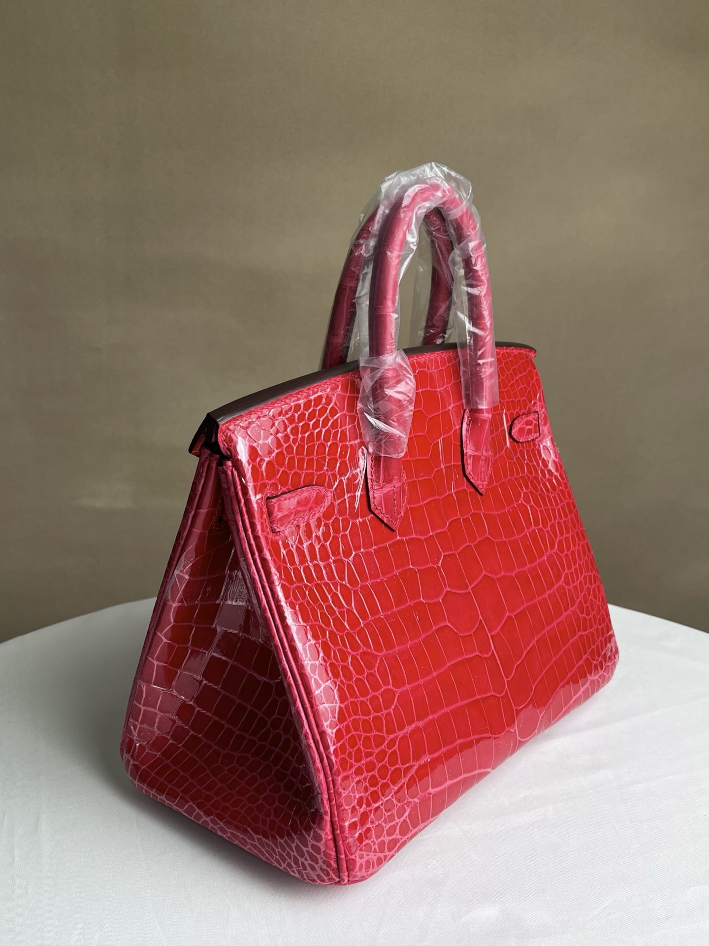 Hermes Birkin 25 Rose red glossy alligator 25 handbag everyday