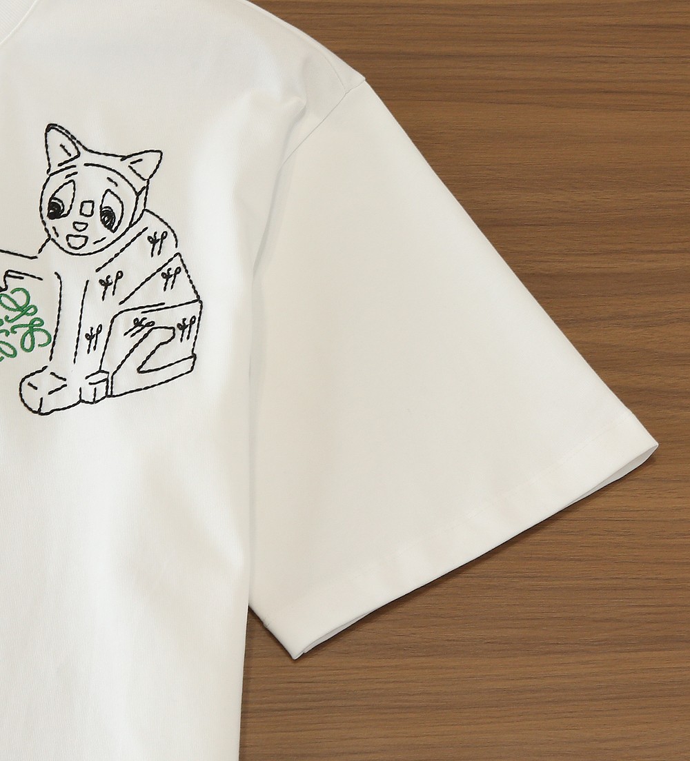 🌾罗*威L**WE 2026春夏 印花微阔圆领短袖T恤 他家的设计总能给人时尚的亮点 前胸精致的字母刺绣