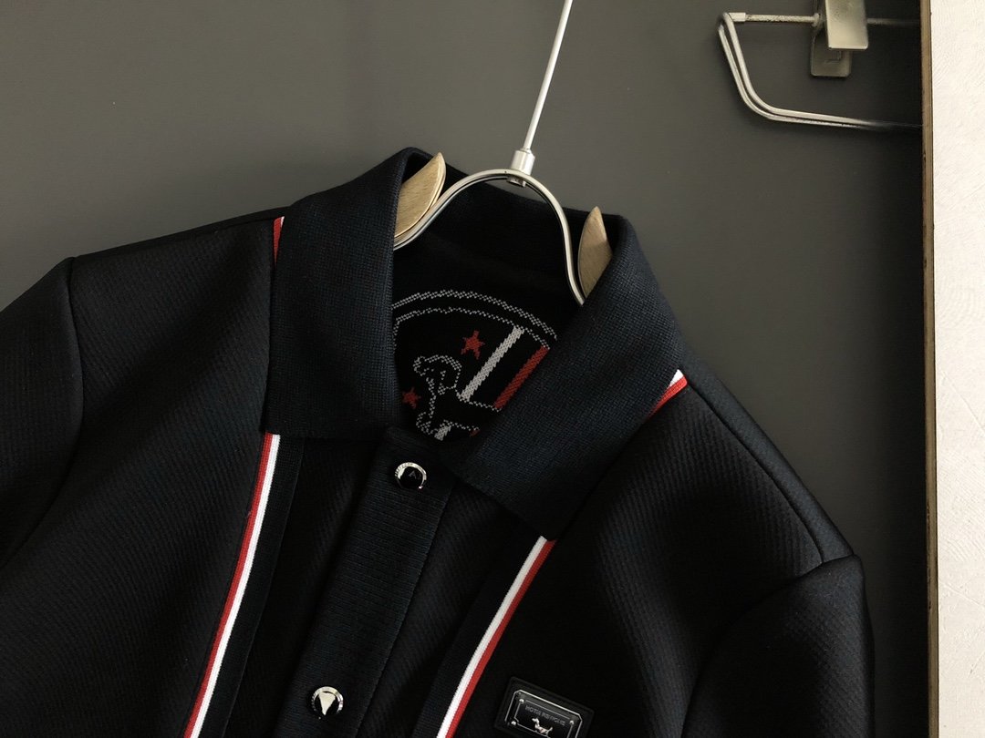 TB*最新最顶级版本黑色织带拼接金属logo拼接立领夹克专柜款立领外套最顶级的品质专柜原单顶级制作工艺进
