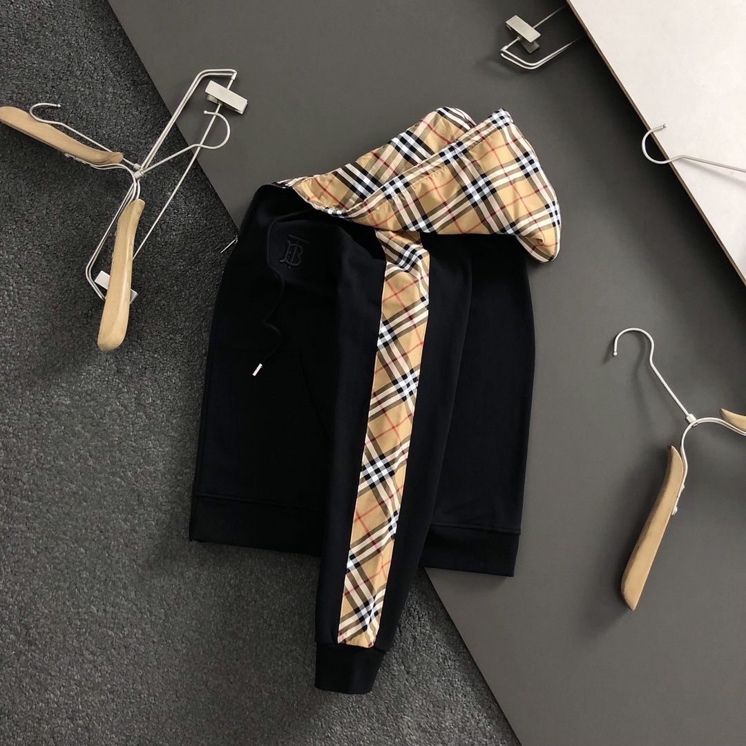 Burberry Kleidung Mäntel & Jacken T-Shirt Schwarz Spleißen Sommerkollektion Fashion Oberteil mit Kapuze