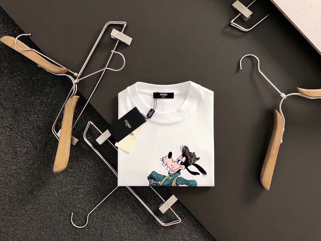 Falsche hohe Qualität
 Fendi Kleidung T-Shirt Schwarz Drucken Sommerkollektion Fashion Kurzarm