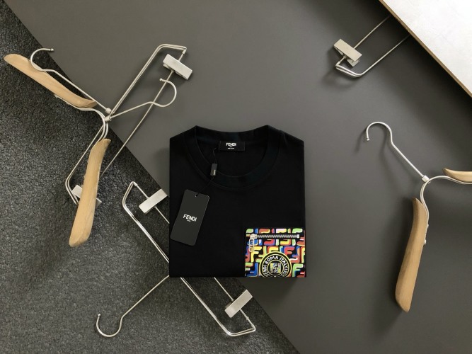 Fendi Men's Black Cotton T-Shirt with Logo Pocket - Slim Fit XS-L 1 Fendi Men's Black Cotton T-Shirt with Logo Pocket - Slim Fit XS-L