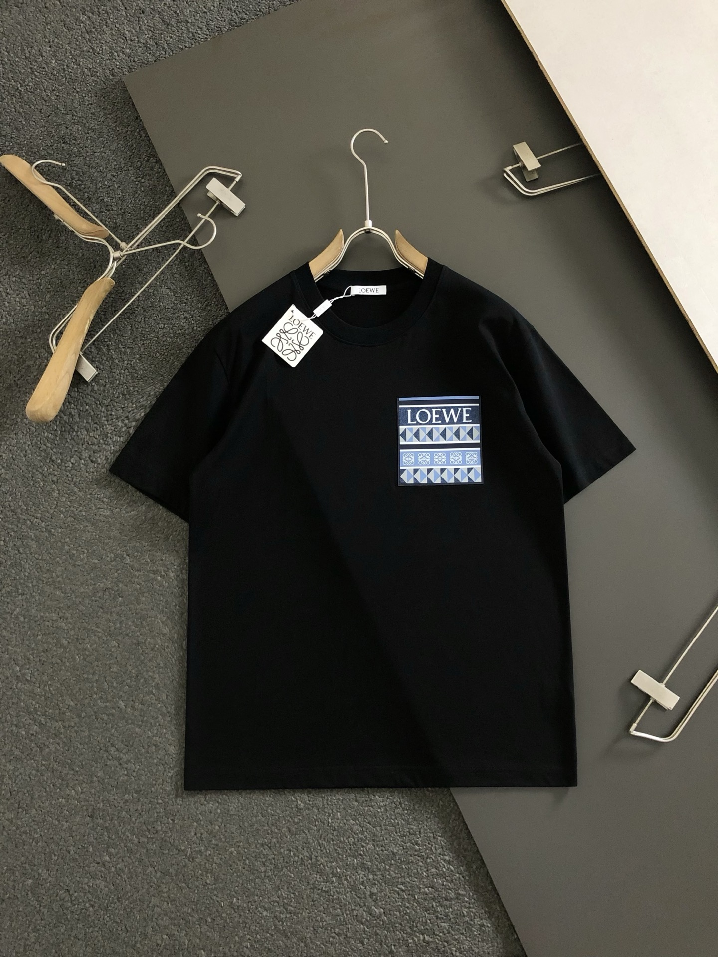 Loewe Men's Black Cotton Short Sleeve T-Shirt with Logo Detail 3 i1750364165350 966 0 9