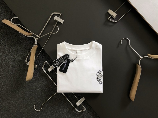 Chrome Hearts White Cotton T-Shirt with Sanskrit Embroidery - Relaxed Fit