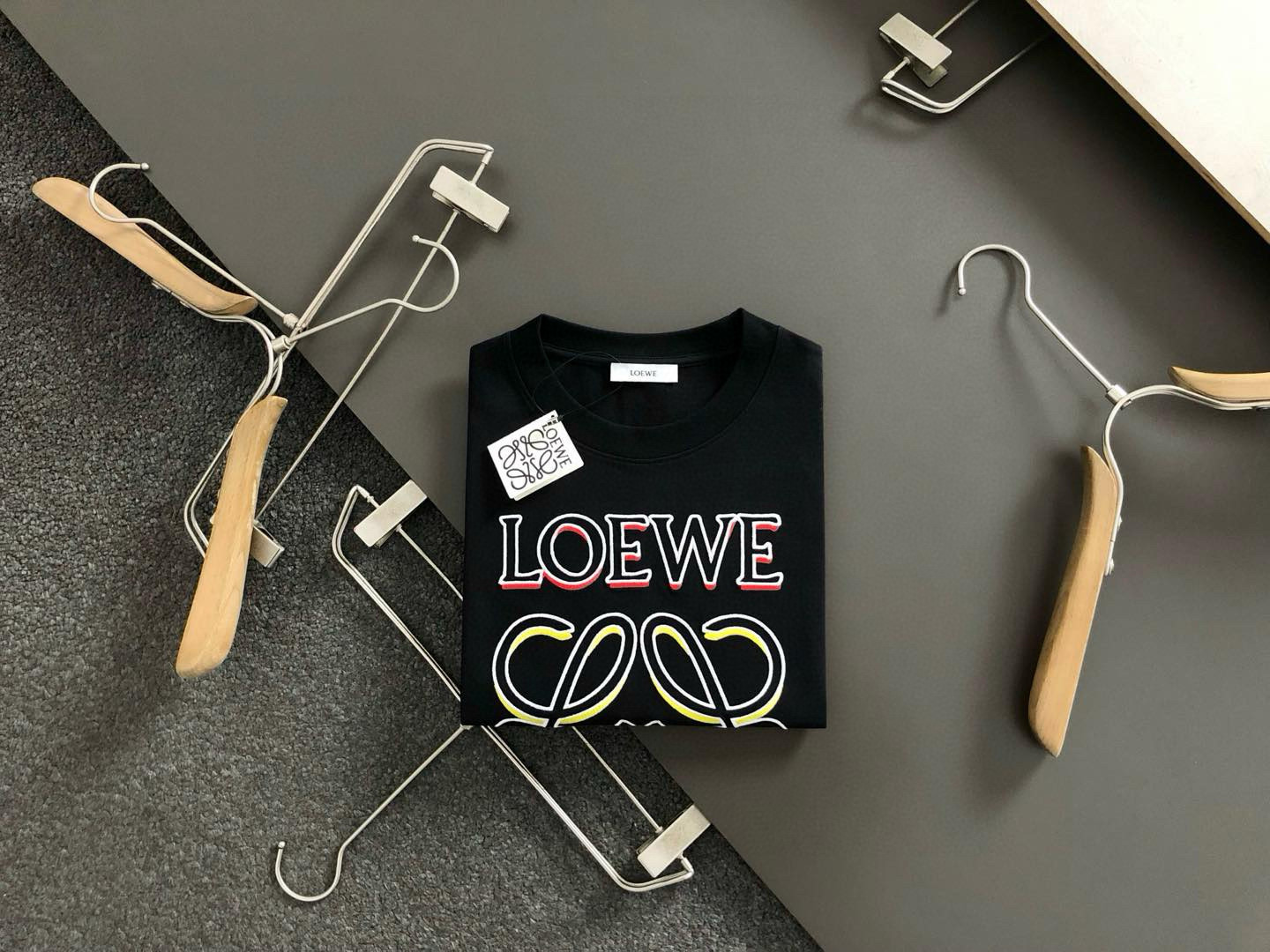Loewe Men's Black Cotton T-Shirt with Embroidered Logo - Spring Collection 2 i1750939816193 7845 0 0