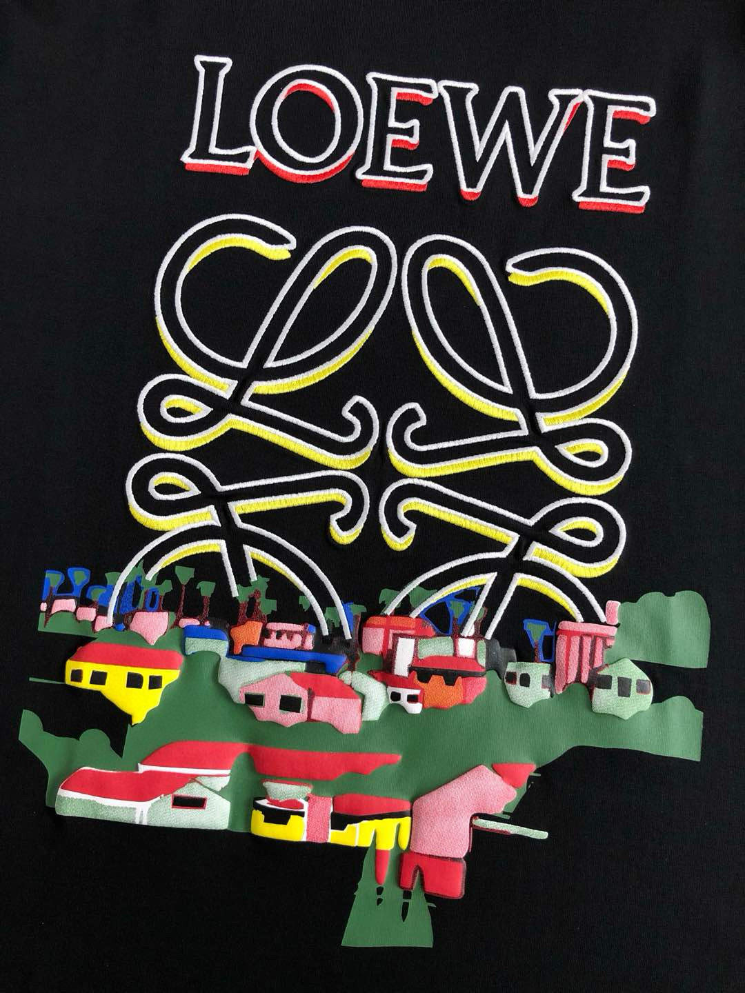 Loewe Men's Black Cotton T-Shirt with Embroidered Logo - Spring Collection 6 i1750939816194 8896 0 4