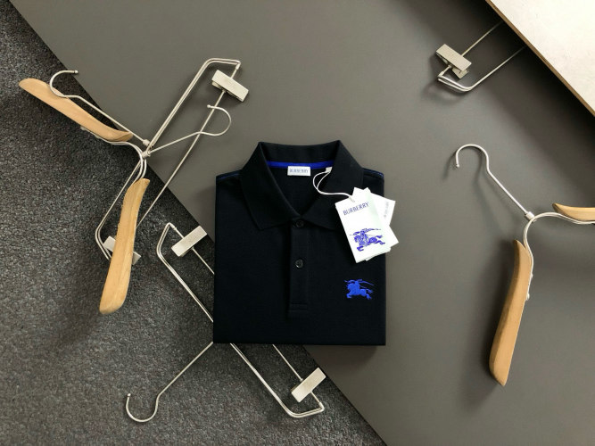 Burberry Men's Black Polo Shirt with Embroidered Knight Design 1 Burberry Men's Black Polo Shirt with Embroidered Knight Design