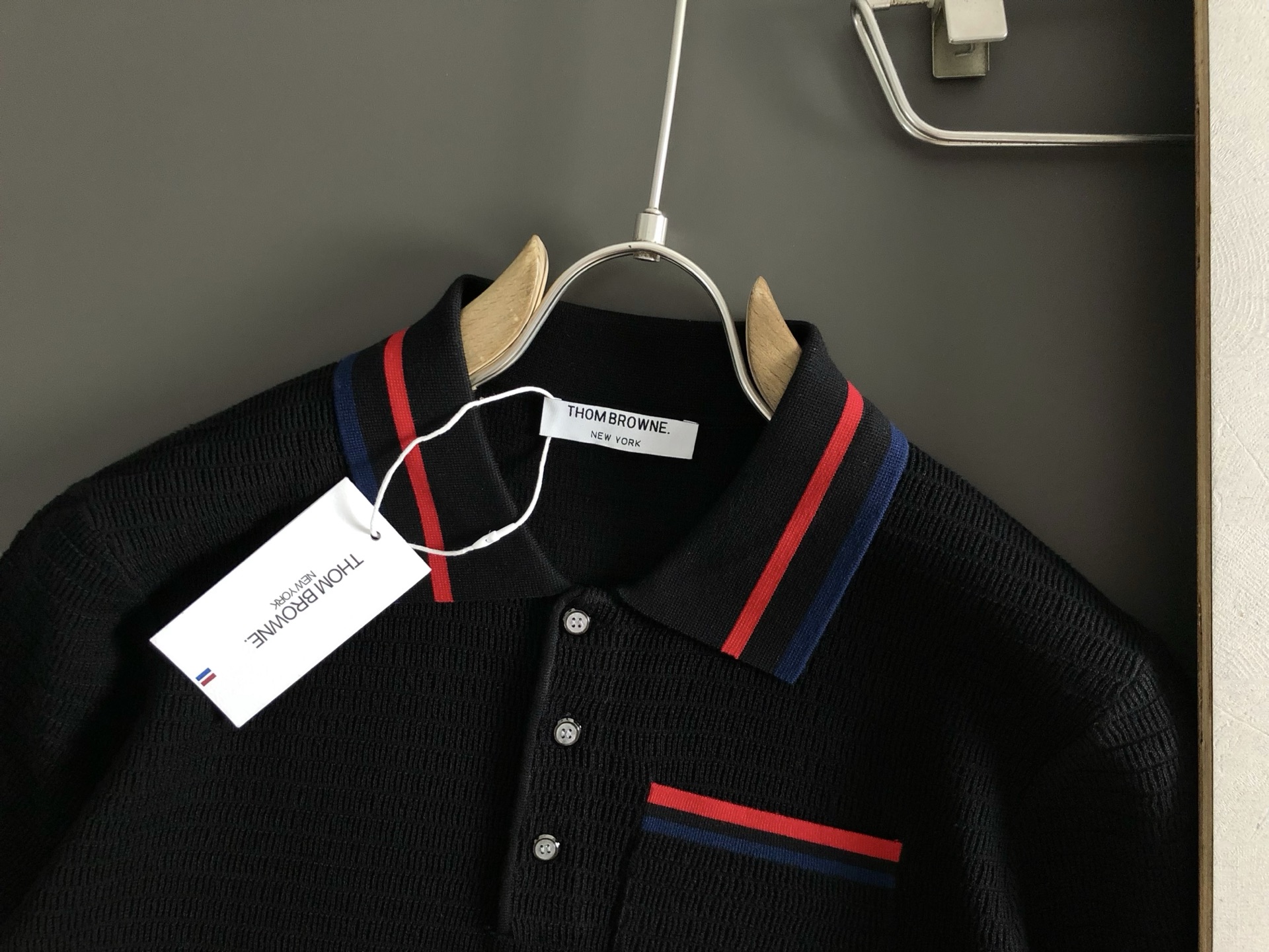 TB*合身版型M-XXXL2025秋冬经典三杠提花口下摆织带融合翻领羊毛短袖，精致工艺专柜面料，顶级元素