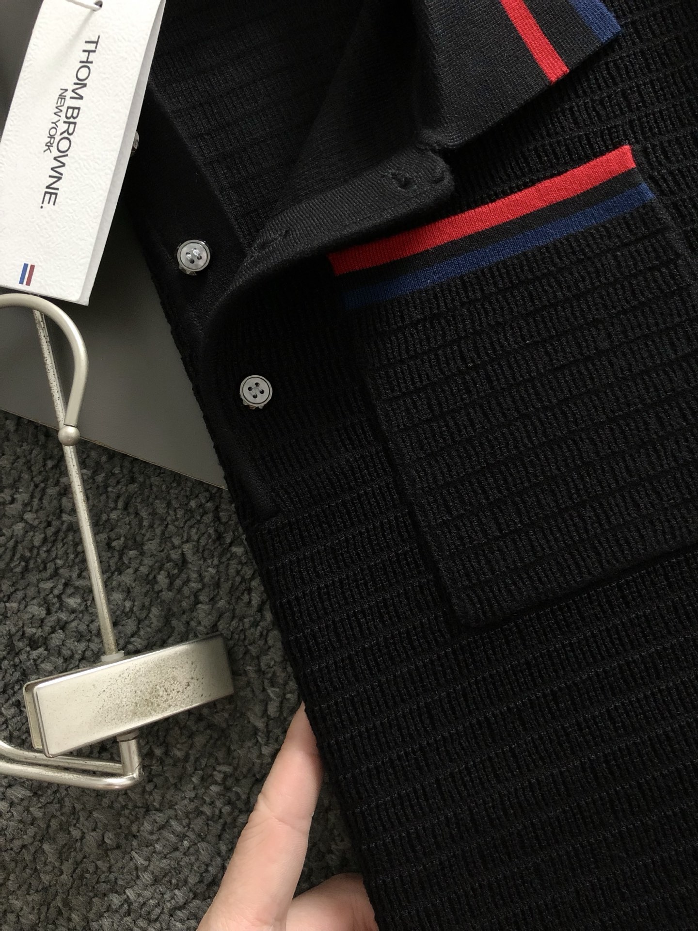 TB*合身版型M-XXXL2025秋冬经典三杠提花口下摆织带融合翻领羊毛短袖，精致工艺专柜面料，顶级元素