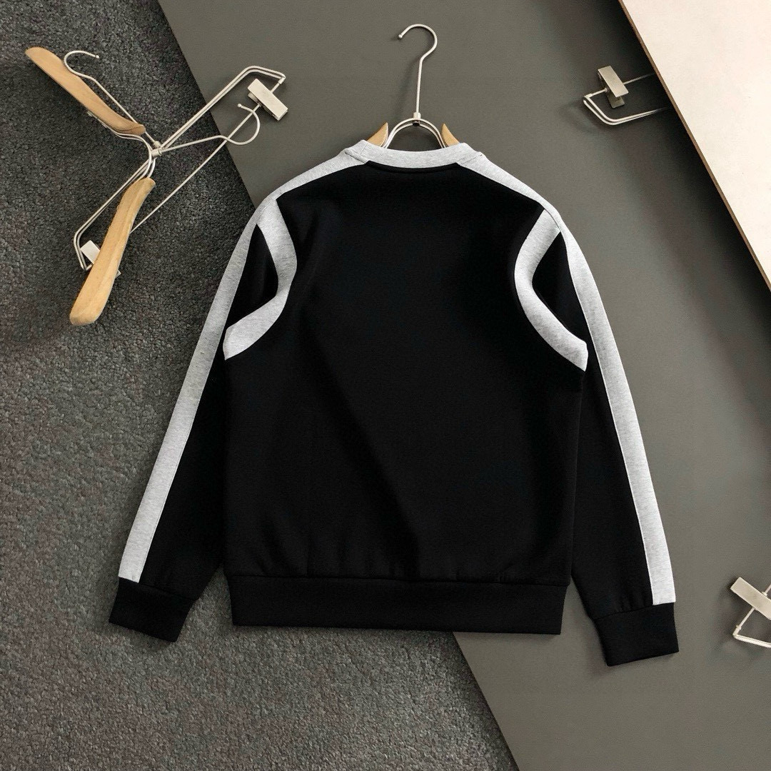 L牌*合身版型M-XXXL2025秋冬云柔太空棉黑灰拼接字母刺绣logo时尚百搭圆领卫衣长袖，精致工艺专