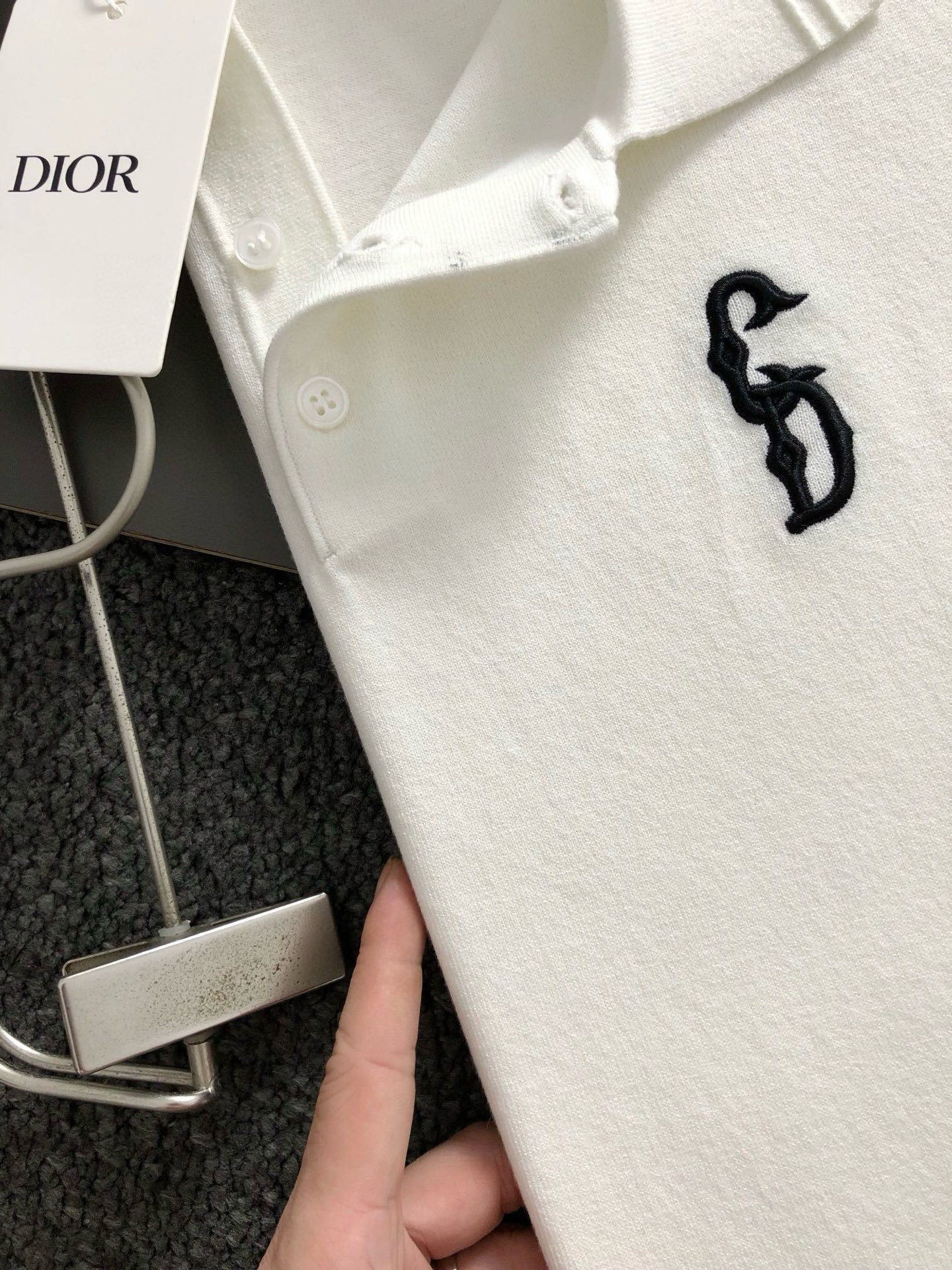 Dir*合身版型 M-xxxl2025秋冬新款袖口字母提花融合CD刺绣logo顶级进口私货羊毛Polo短