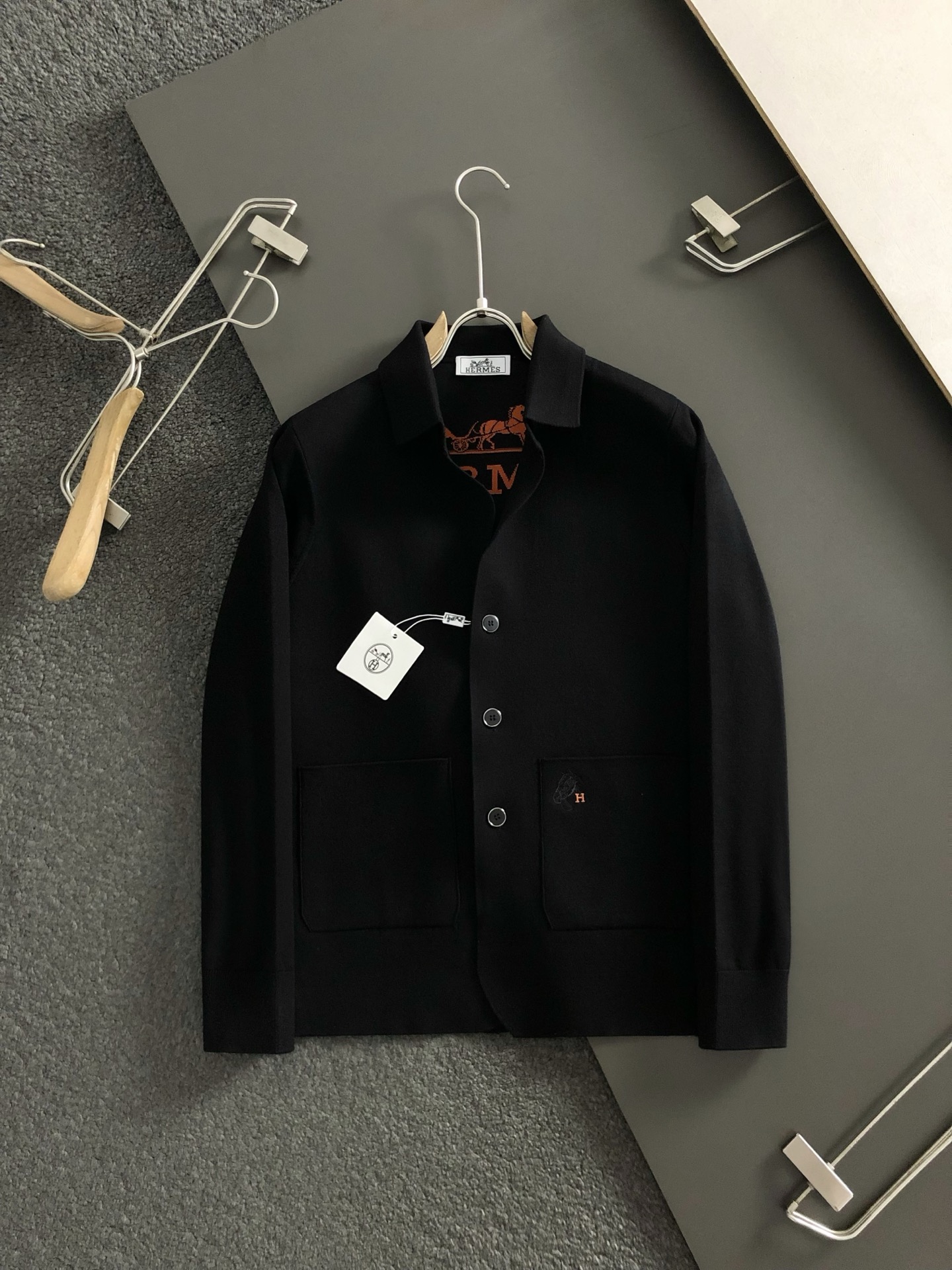 Hms*合身版型 M-xxxl25新款时尚内里提花针织羊毛夹克，专柜辅料融合羊毛开衫外套，顶级工艺打造，