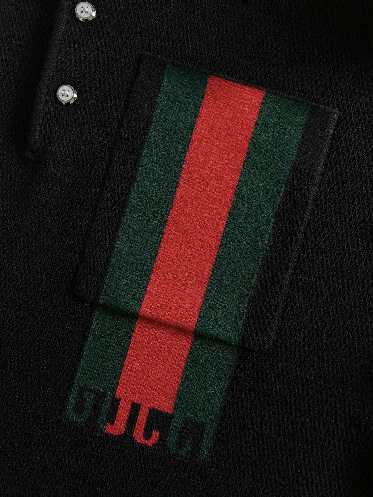 Gucc*合身版型M-XXXL2025秋冬新款红绿提花字母解构套头翻领针织衫，精致工艺专柜面料，顶级元素