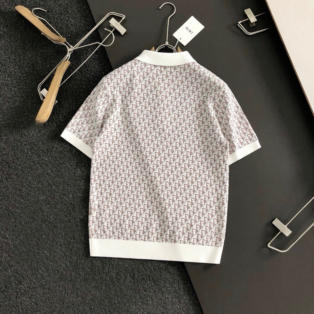 Dir*合身版型M-XXXL2025秋冬时尚满幅提花羊毛短袖Polo*精致工艺专柜面料，顶级元素融合打造