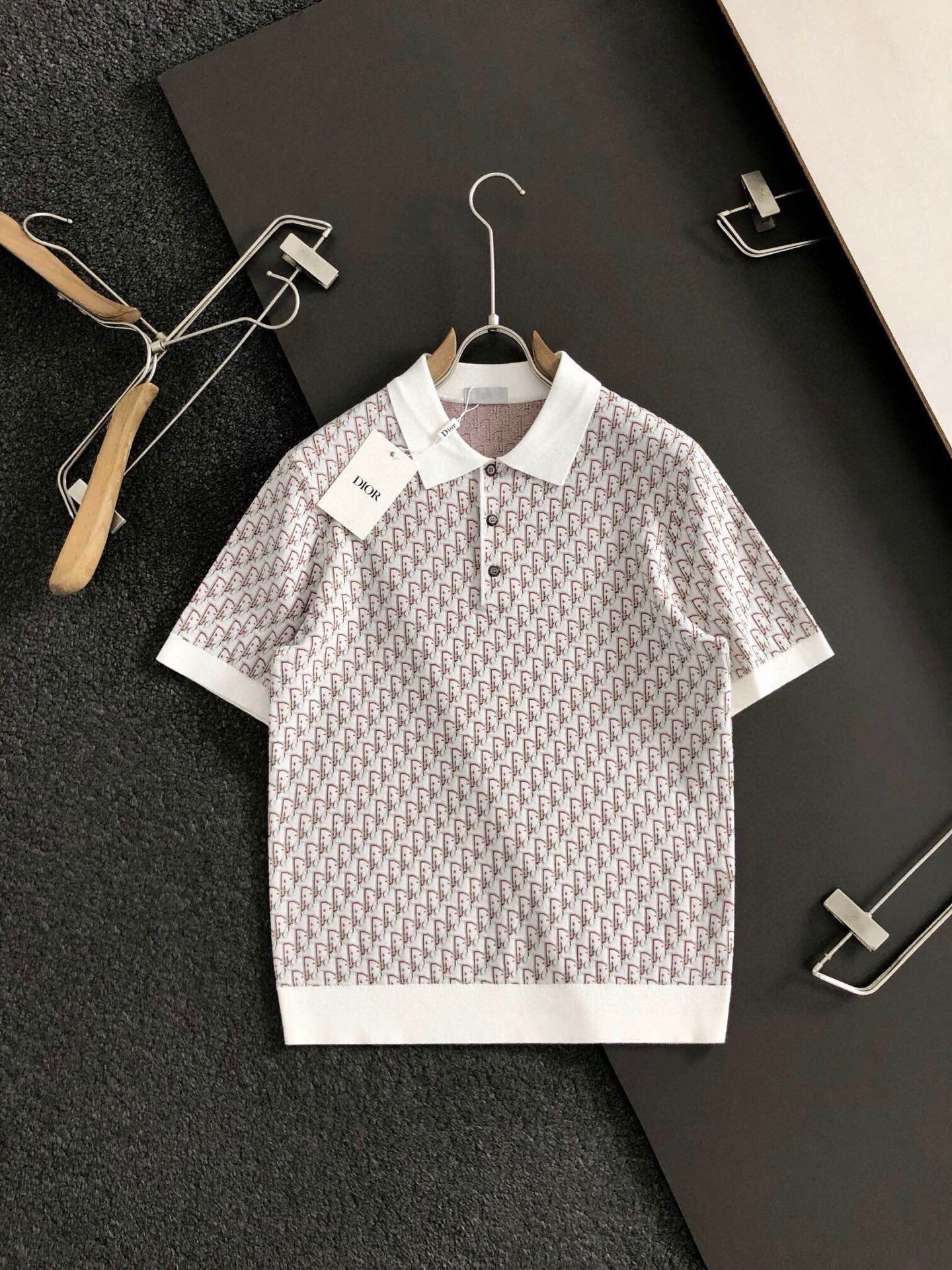 Dir*合身版型M-XXXL2025秋冬时尚满幅提花羊毛短袖Polo*精致工艺专柜面料，顶级元素融合打造