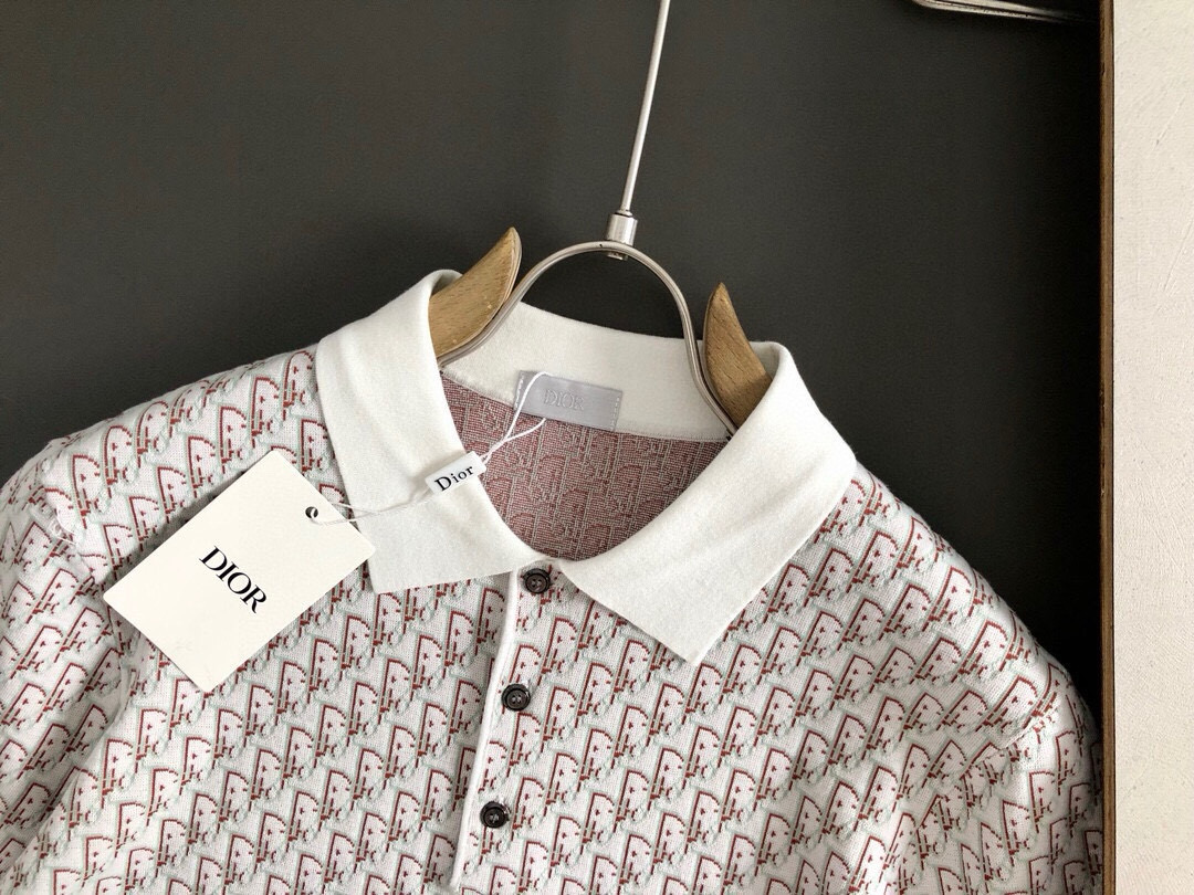 Dir*合身版型M-XXXL2025秋冬时尚满幅提花羊毛短袖Polo*精致工艺专柜面料，顶级元素融合打造