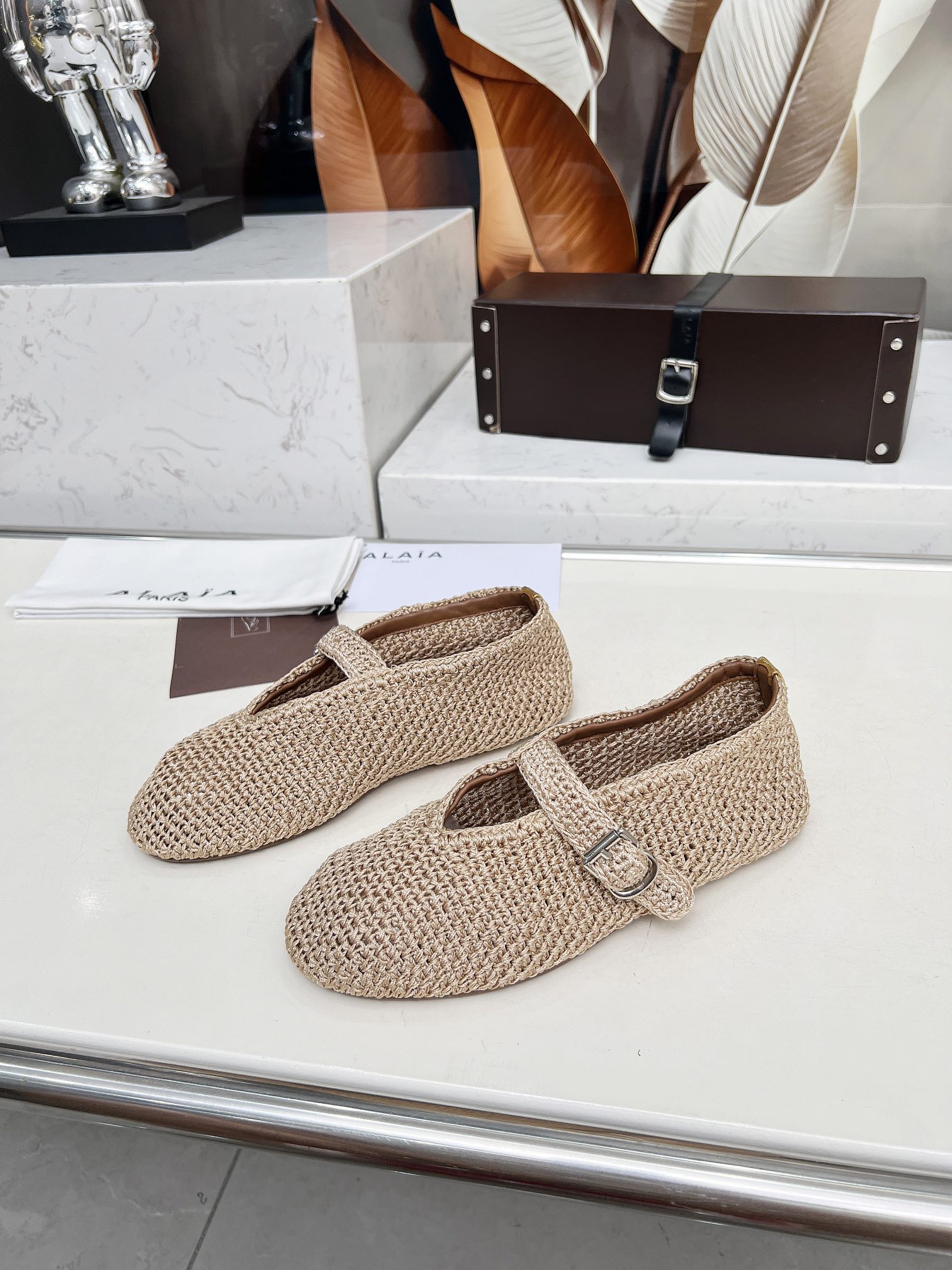 Zapatillas de ballet de danza de punto Alaia 25ss, forro mixto de piel de oveja para pies, 35-40 (se pueden personaliza…