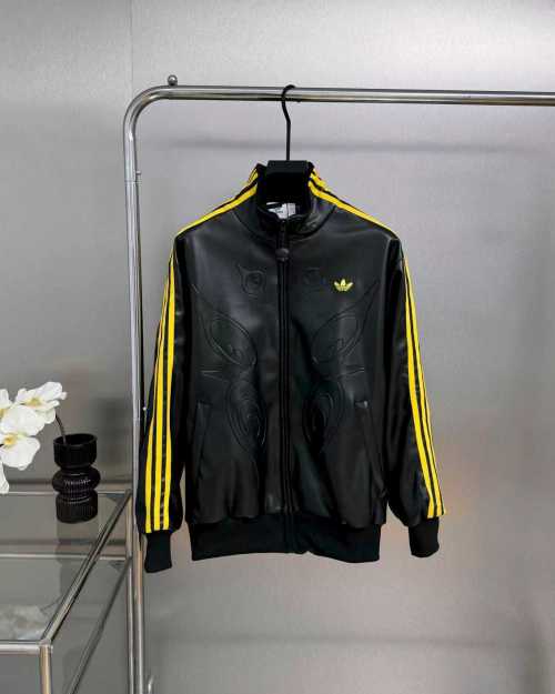 Adidas x OFFGOD Faux Leather Track Jacket - Stand Collar, Striped Detail 4 Adidas x OFFGOD Faux Leather Track Jacket - Stand Collar, Striped Detail