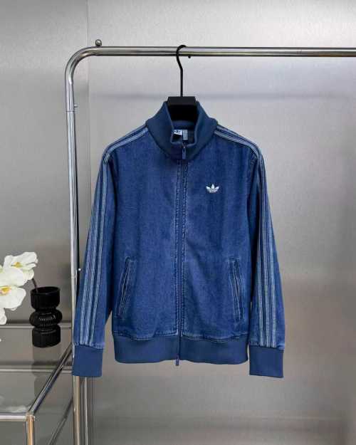 Adidas Originals Men's Washed Denim Track Jacket Full Zip Retro Style 1 Adidas Originals Men's Washed Denim Track Jacket Full Zip Retro Style