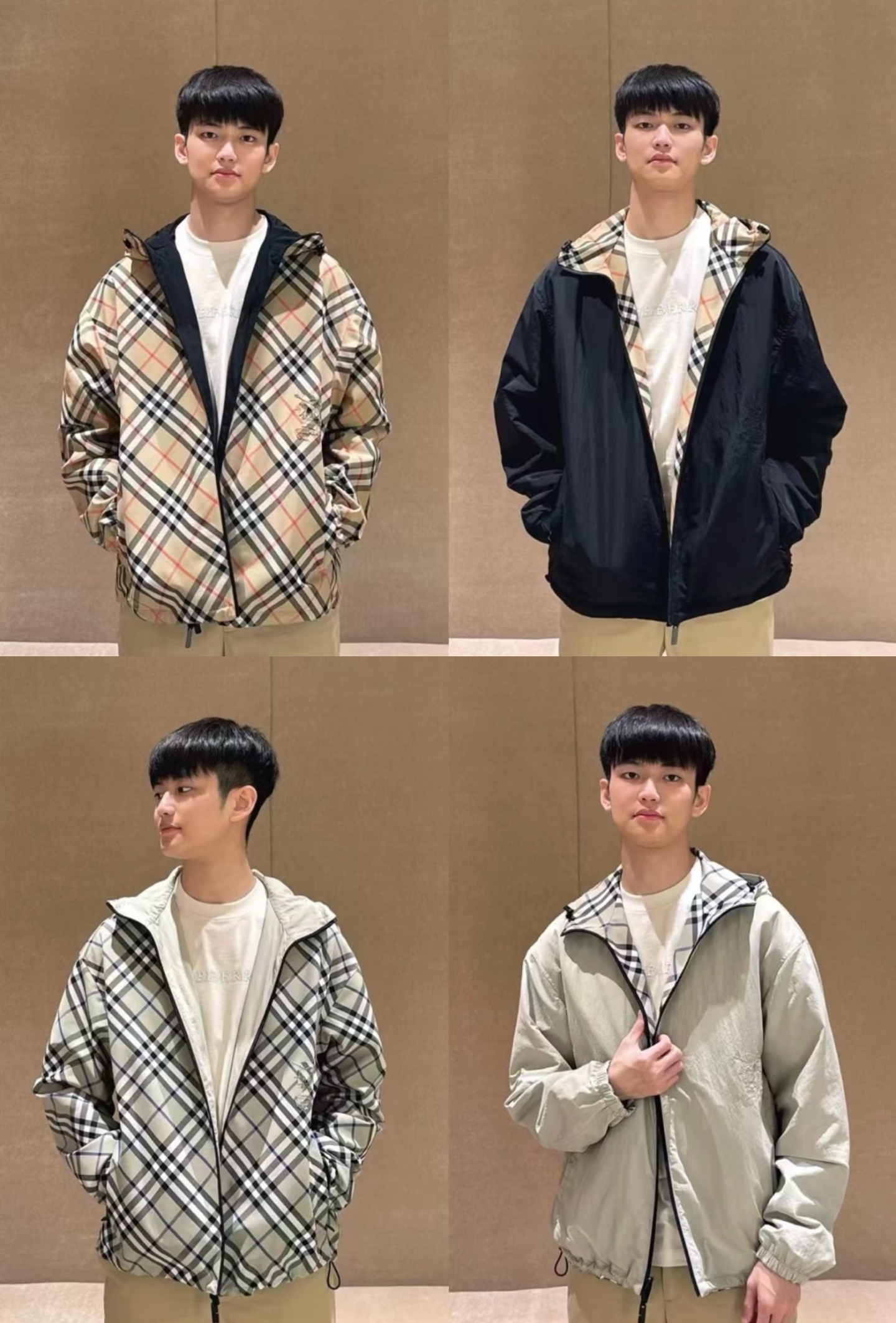 🅱️Bur新品 双面两穿格纹外套，男女同款双面穿格纹宽松版型，采用再生67%聚酯纤维纱线33%棉质制成的