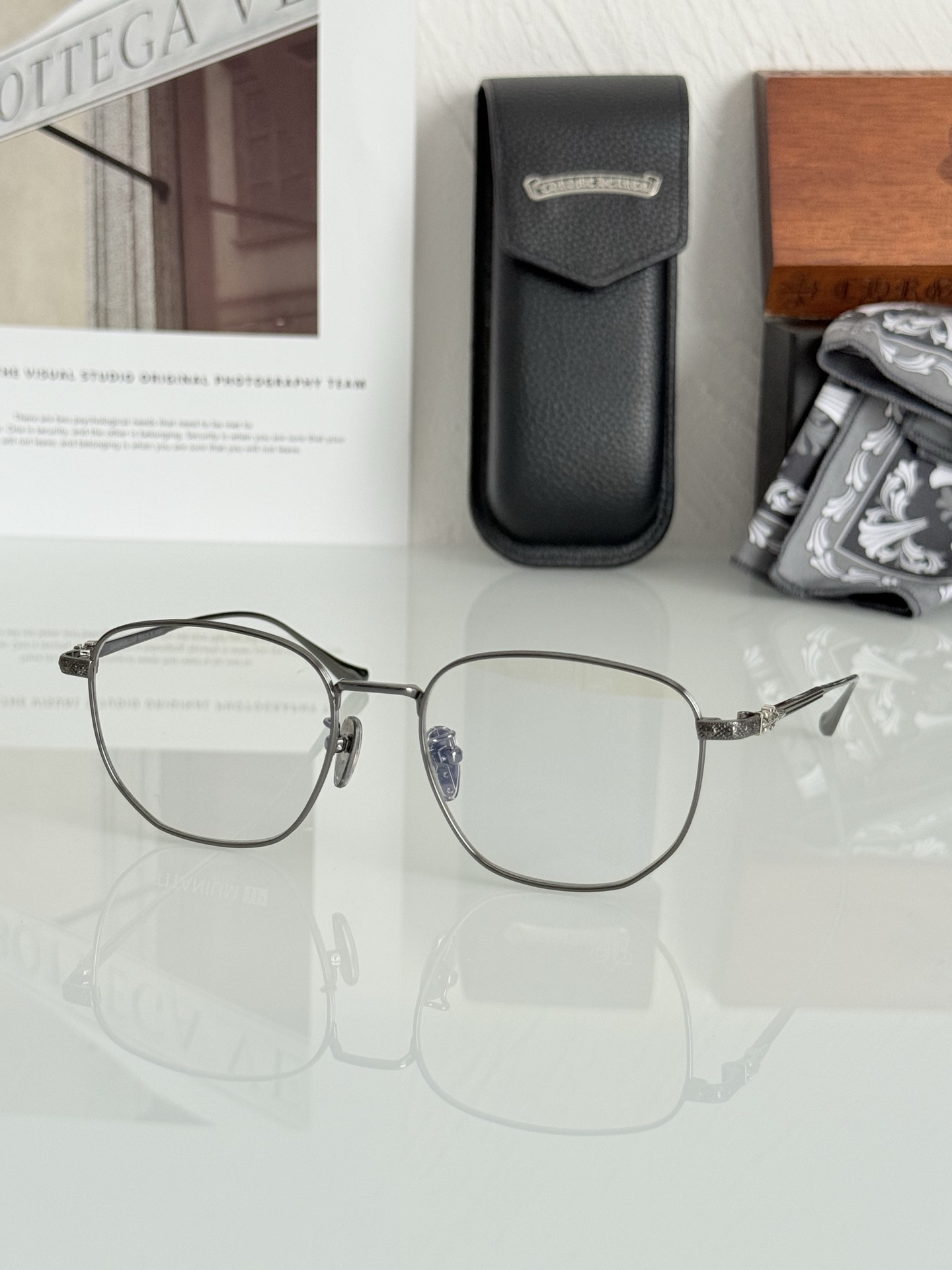 细框金丝边钛架 新款CHROME HEART简单方镜 超级轻CH8157 SIZE:54-18-150