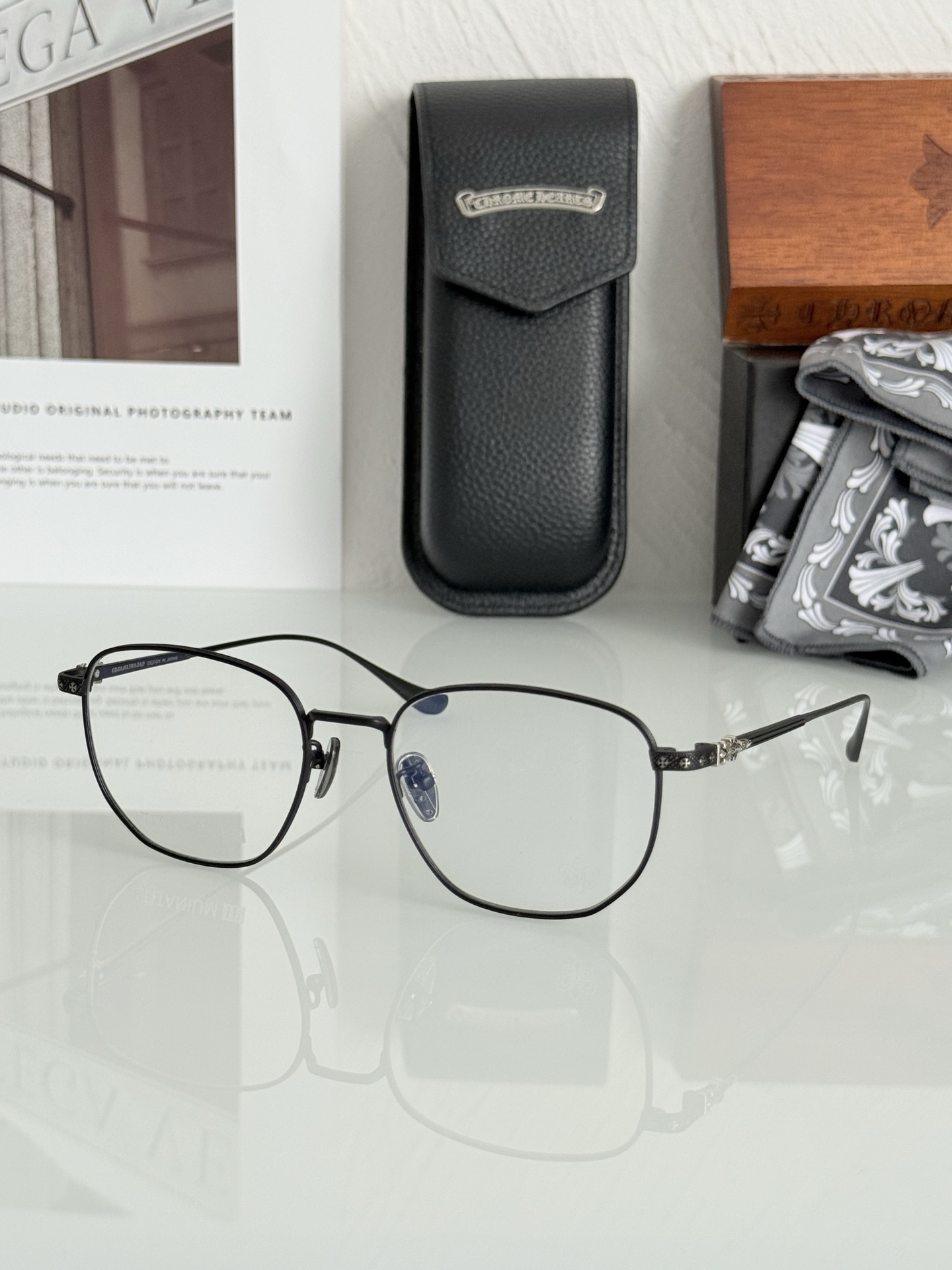 细框金丝边钛架 新款CHROME HEART简单方镜 超级轻CH8157 SIZE:54-18-150