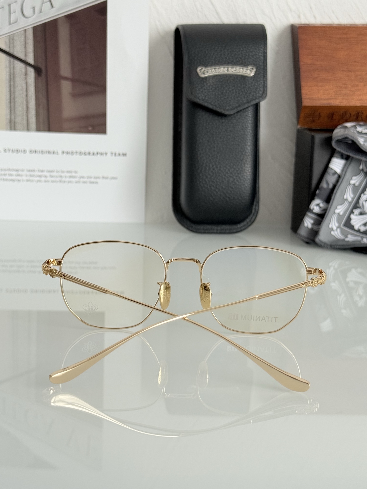 细框金丝边钛架 新款CHROME HEART简单方镜 超级轻CH8157 SIZE:54-18-150