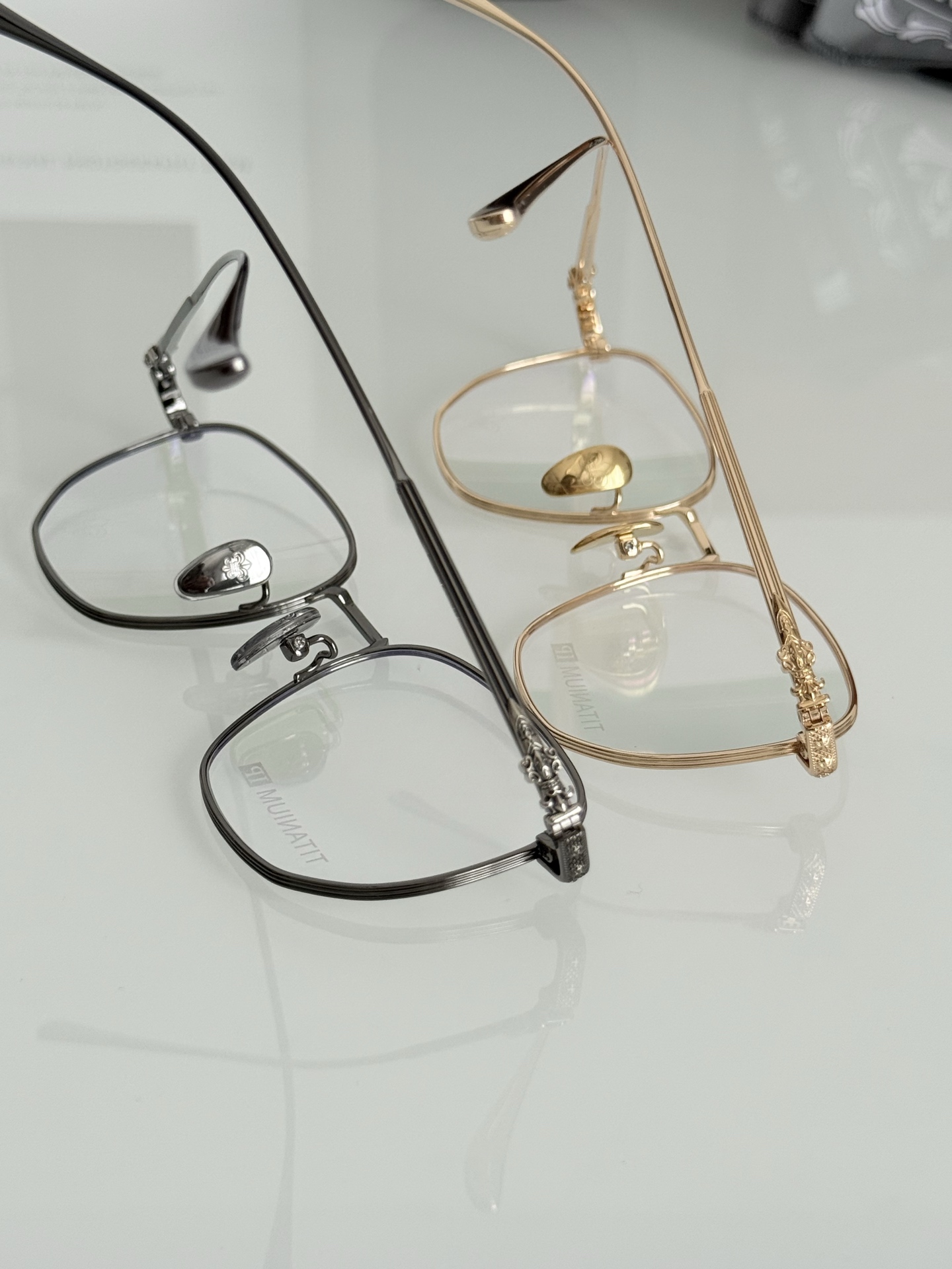 细框金丝边钛架 新款CHROME HEART简单方镜 超级轻CH8157 SIZE:54-18-150