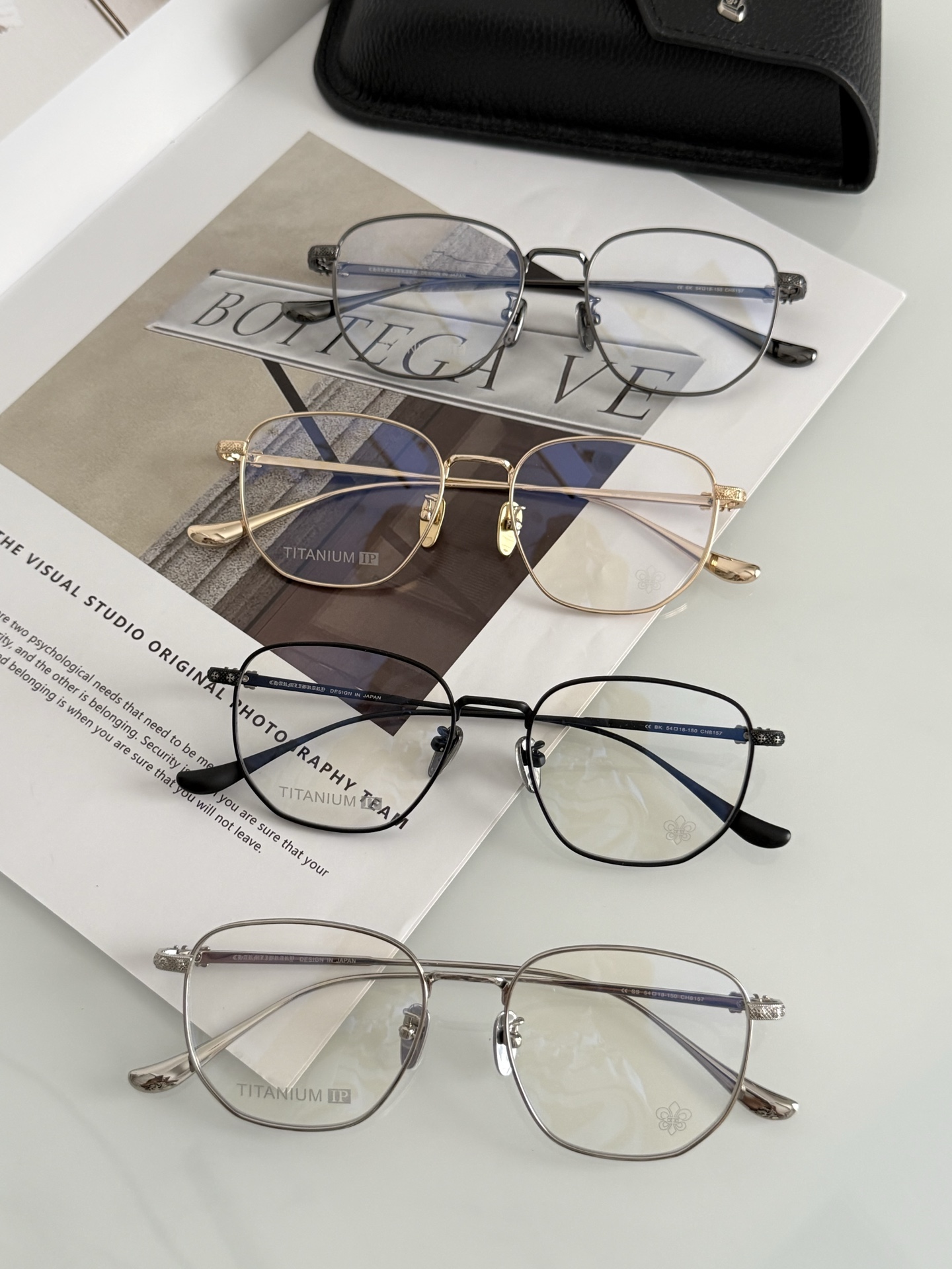 细框金丝边钛架 新款CHROME HEART简单方镜 超级轻CH8157 SIZE:54-18-150