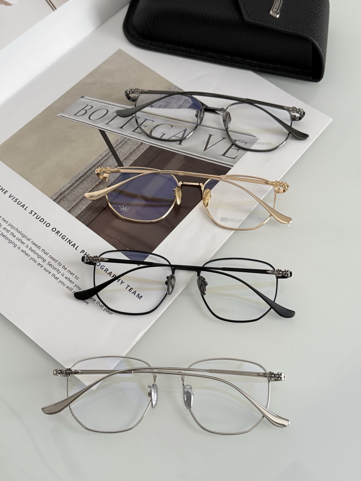 细框金丝边钛架 新款CHROME HEART简单方镜 超级轻CH8157 SIZE:54-18-150