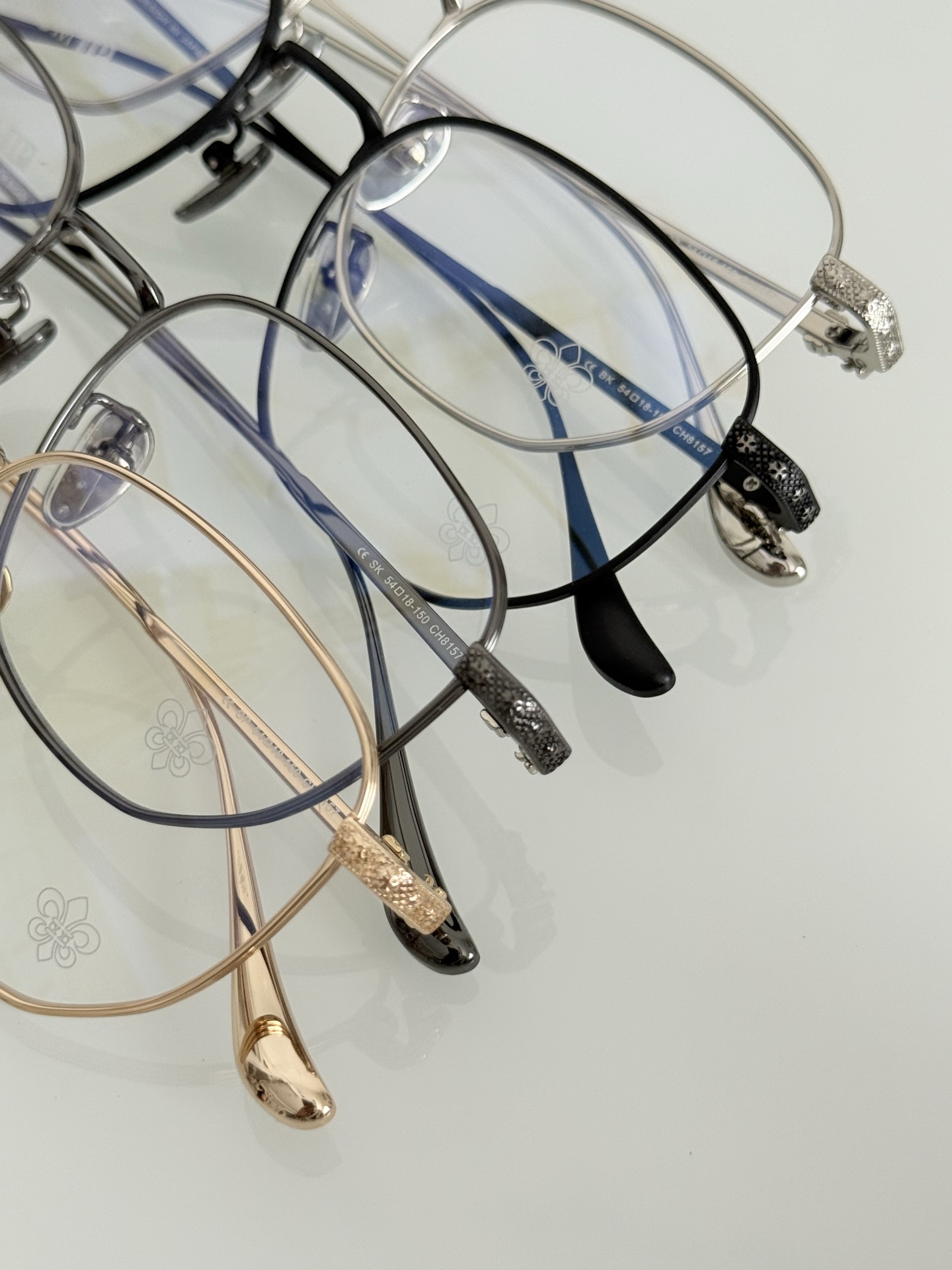 细框金丝边钛架 新款CHROME HEART简单方镜 超级轻CH8157 SIZE:54-18-150