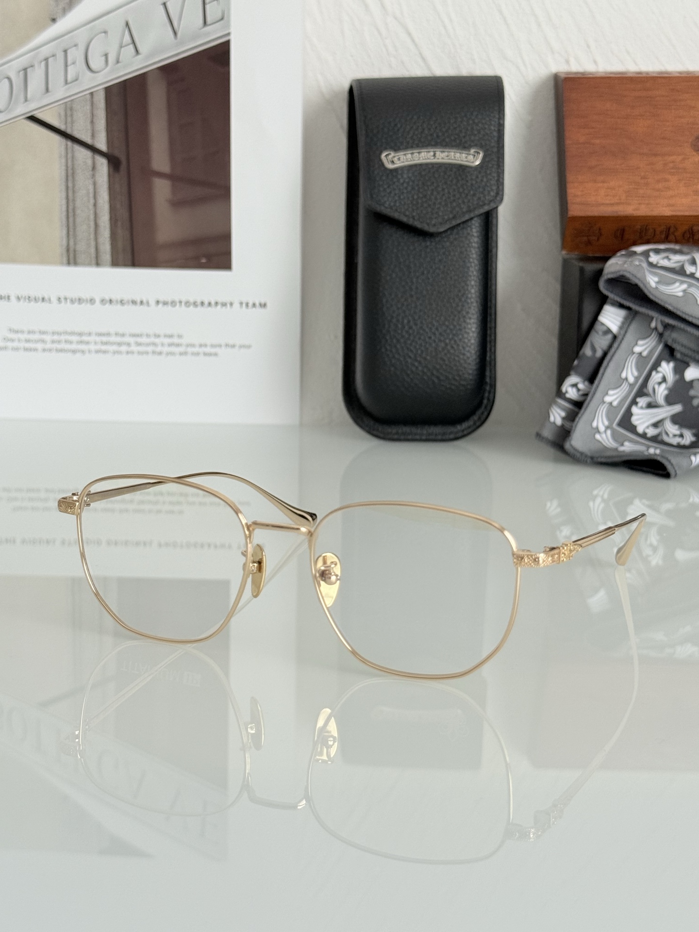 细框金丝边钛架 新款CHROME HEART简单方镜 超级轻CH8157 SIZE:54-18-150