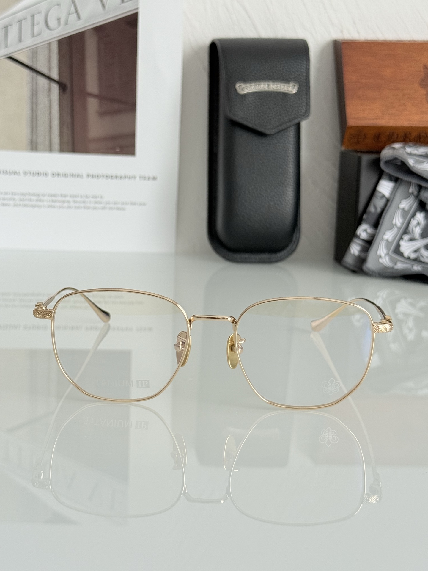 细框金丝边钛架 新款CHROME HEART简单方镜 超级轻CH8157 SIZE:54-18-150