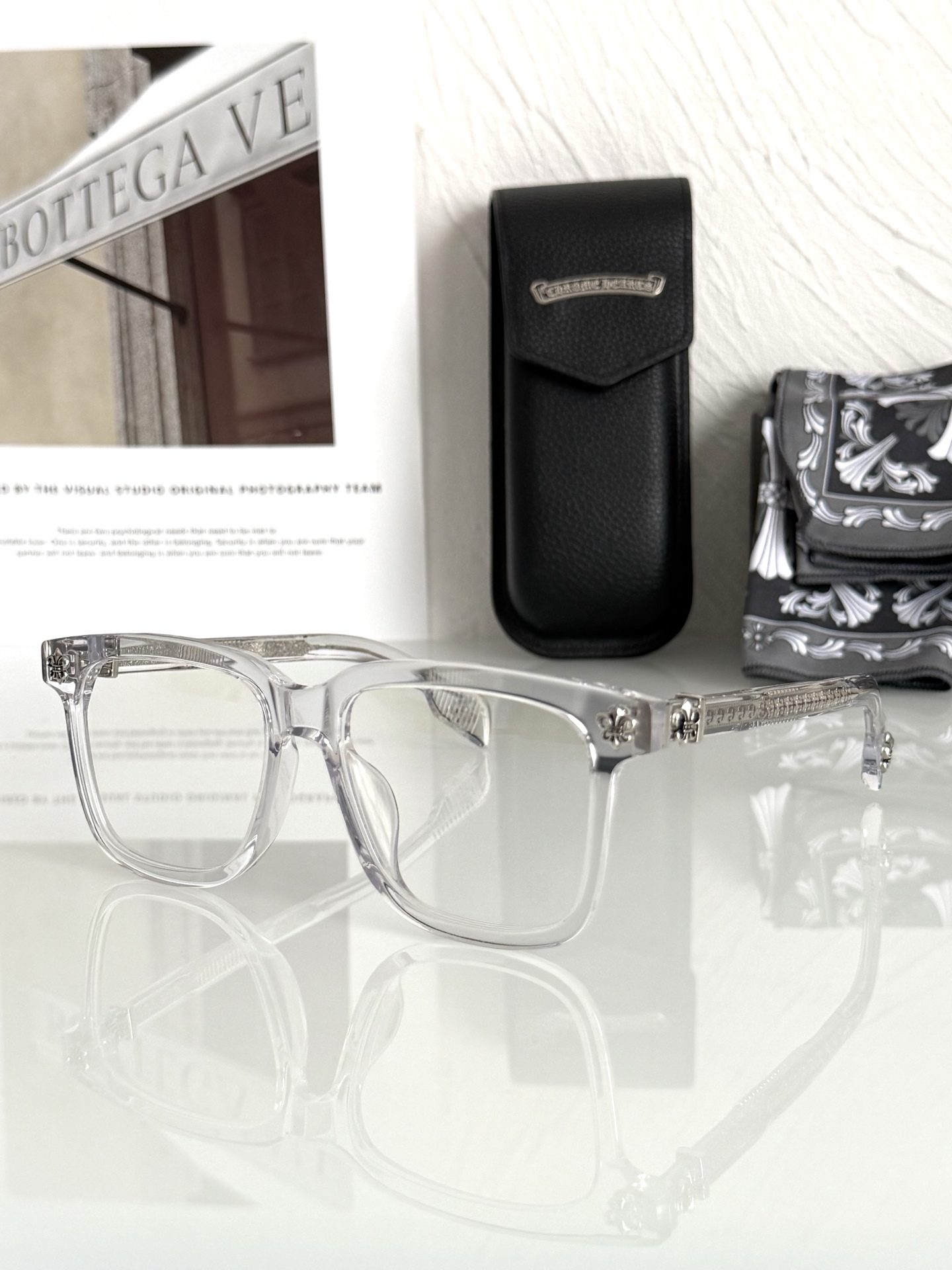 新款首发 厚料进口板材 纯手工打造CHROME HEART 大框大尺寸复古风童军花镶嵌 精雕立体LOGO