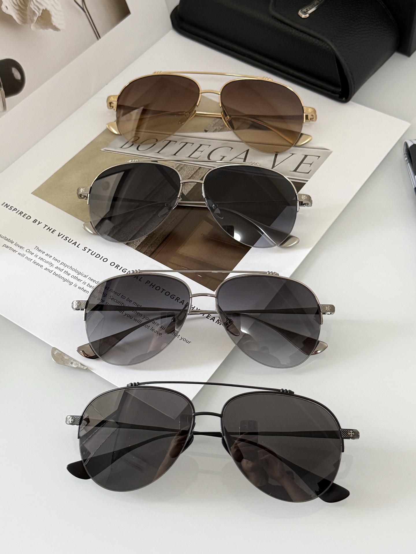 Chrome Heart Men's Half Frame Aviator Sunglasses Titanium CH8053 - Stylish & Durable