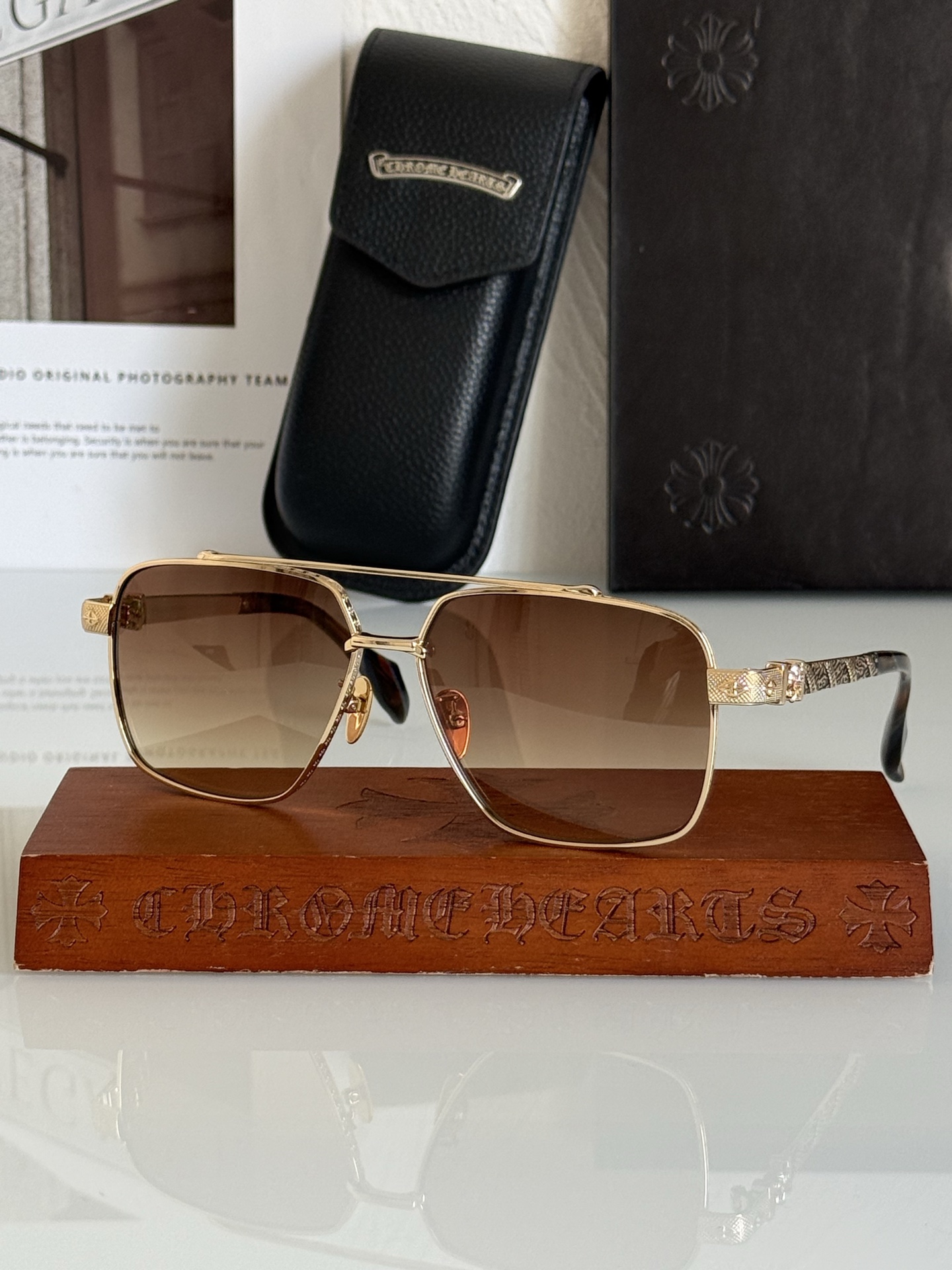 新款太阳镜🕶️ CHROME HEART立体图纹纯钛镜腿 大气时尚CH8309 SIZE：61-15-1