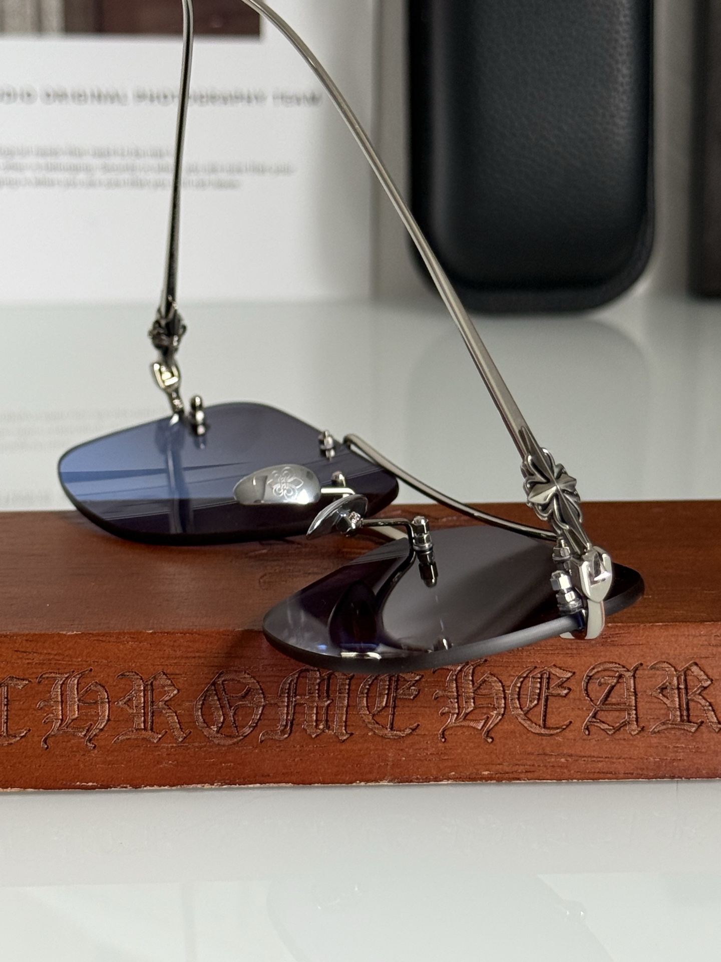 高品质 新款男装太阳眼镜经典双梁无边框风镜CHROME HEARTCH8185 SIZE:59口16-1