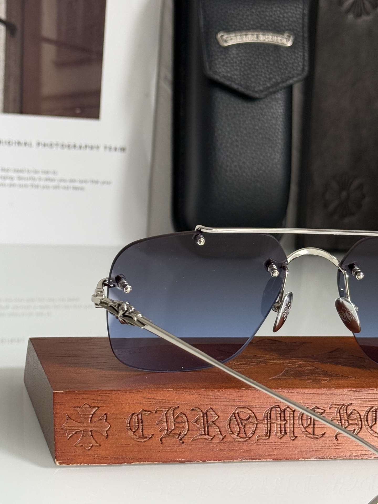 高品质 新款男装太阳眼镜经典双梁无边框风镜CHROME HEARTCH8185 SIZE:59口16-1