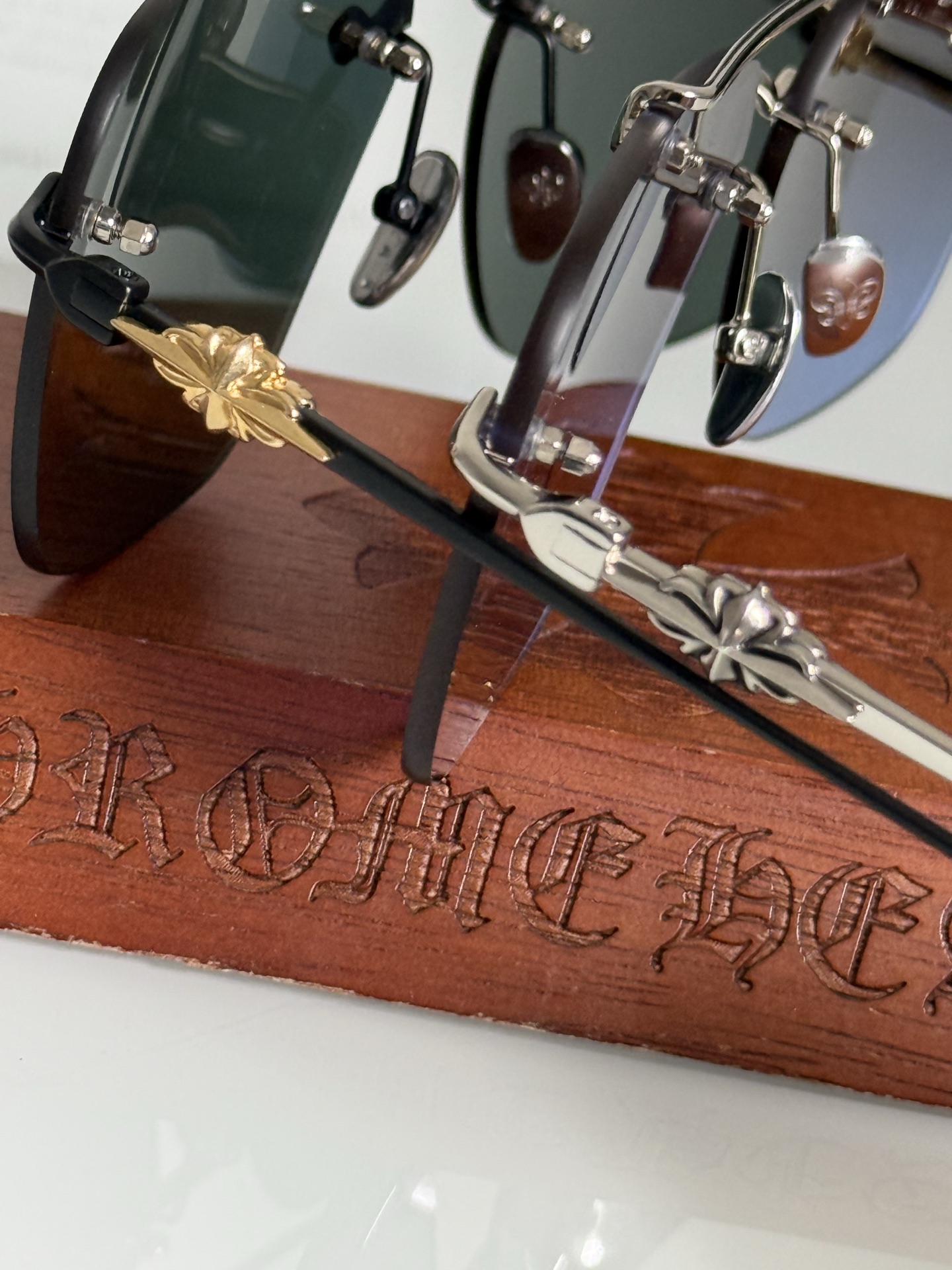 高品质 新款男装太阳眼镜经典双梁无边框风镜CHROME HEARTCH8185 SIZE:59口16-1