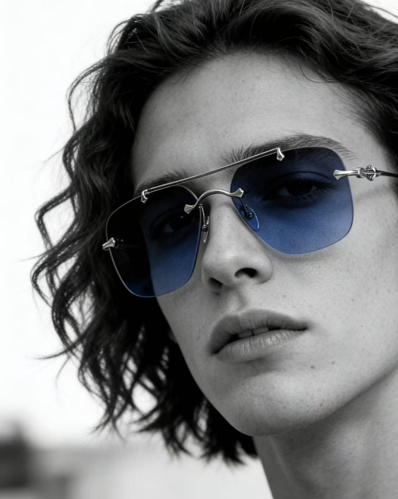 高品质 新款男装太阳眼镜经典双梁无边框风镜CHROME HEARTCH8185 SIZE:59口16-1