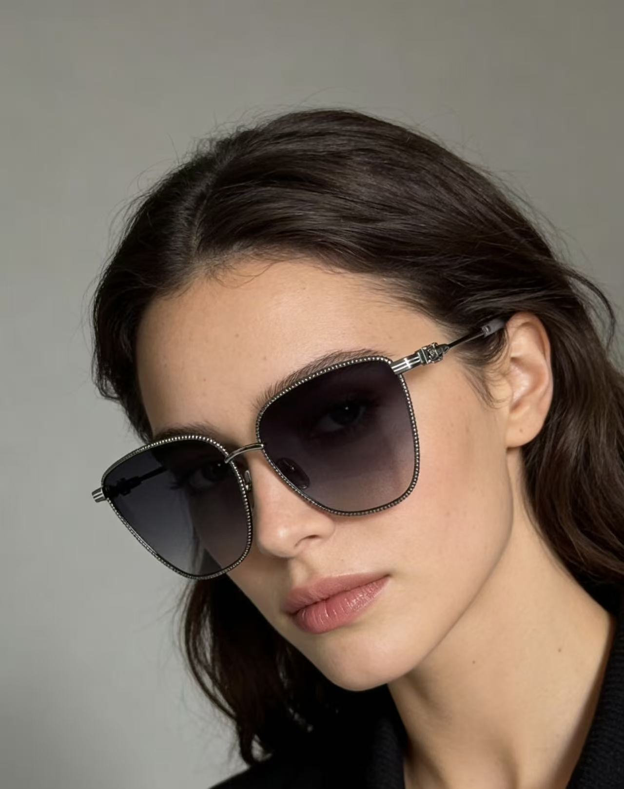 CHROME HEART 猫眼大框时尚感强烈镜框采用麻花编织设计 可配近视太阳镜 CH8104 SIZE