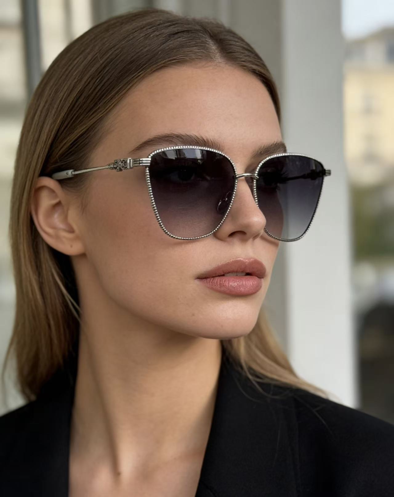 CHROME HEART 猫眼大框时尚感强烈镜框采用麻花编织设计 可配近视太阳镜 CH8104 SIZE