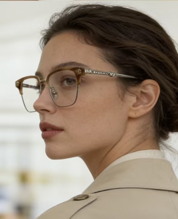 新～简约大方 半框眉架 绝美颜色高质感进口板料打磨而成 弹簧腿设计 更有张力CHROME HEART 钛