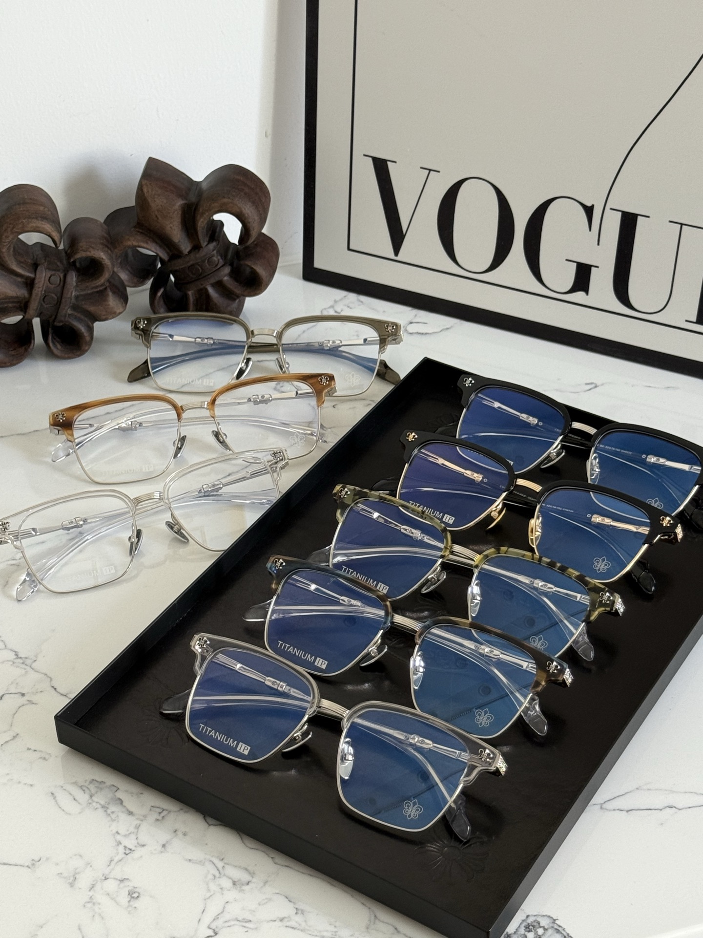 新～简约大方 半框眉架 绝美颜色高质感进口板料打磨而成 弹簧腿设计 更有张力CHROME HEART 钛