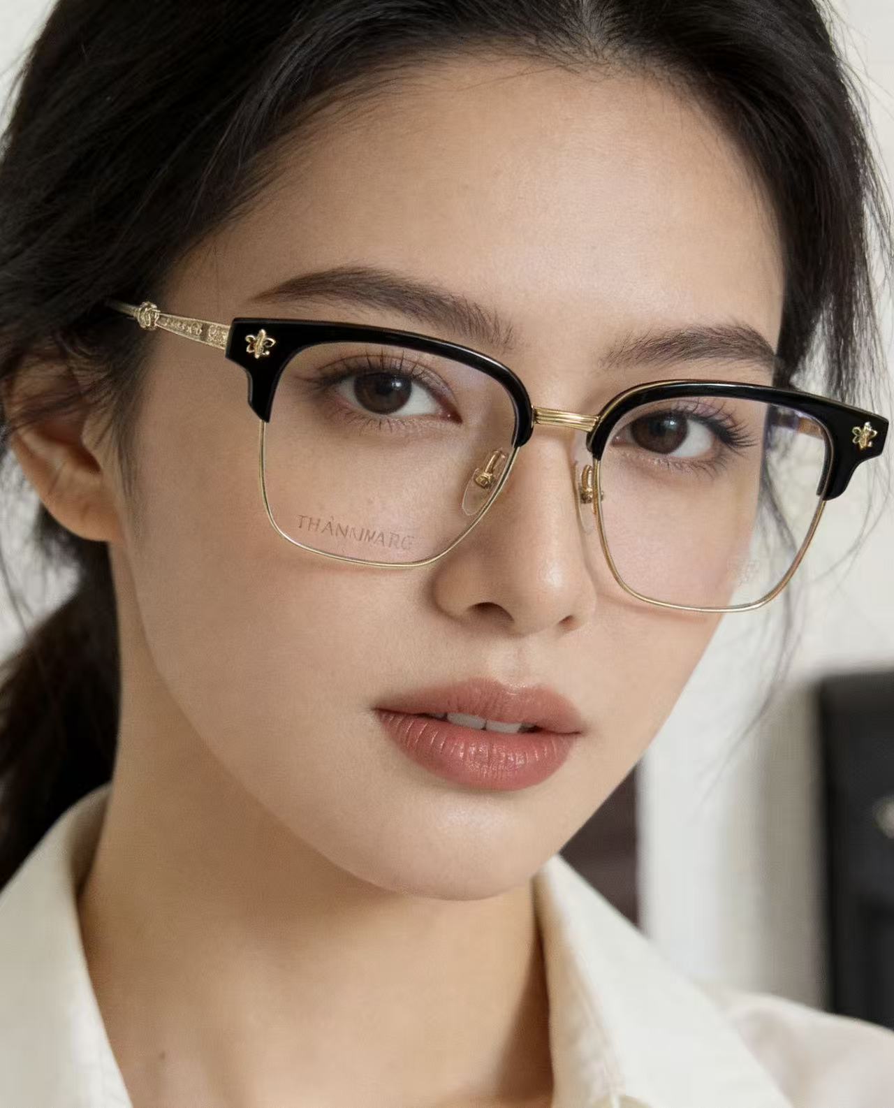 新～简约大方 半框眉架 绝美颜色高质感进口板料打磨而成 弹簧腿设计 更有张力CHROME HEART 钛