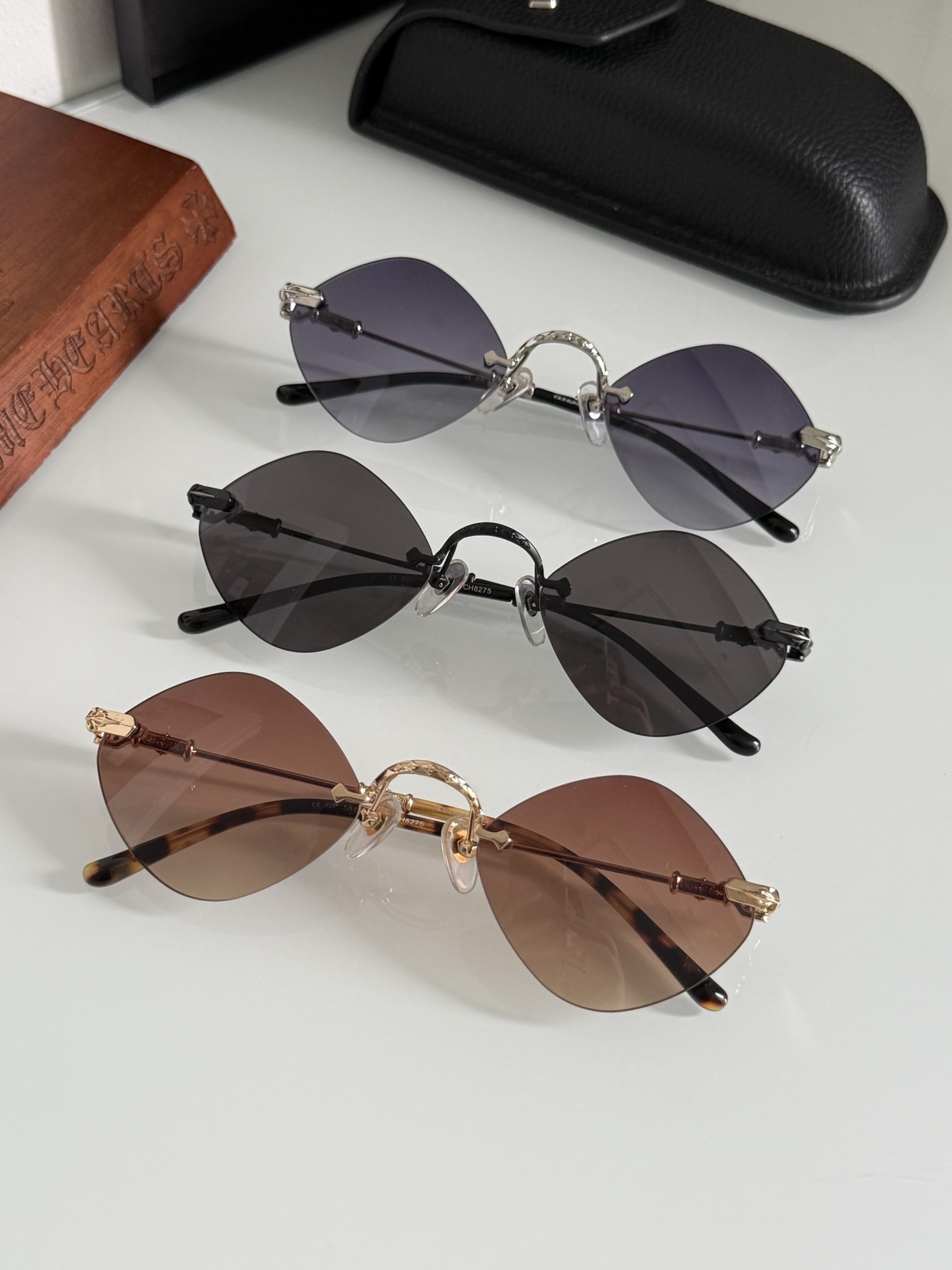 三角形独家首发！特定款！风靡全网经典复古小框太阳镜 CHROME HEARTCH8275 SIZE:56