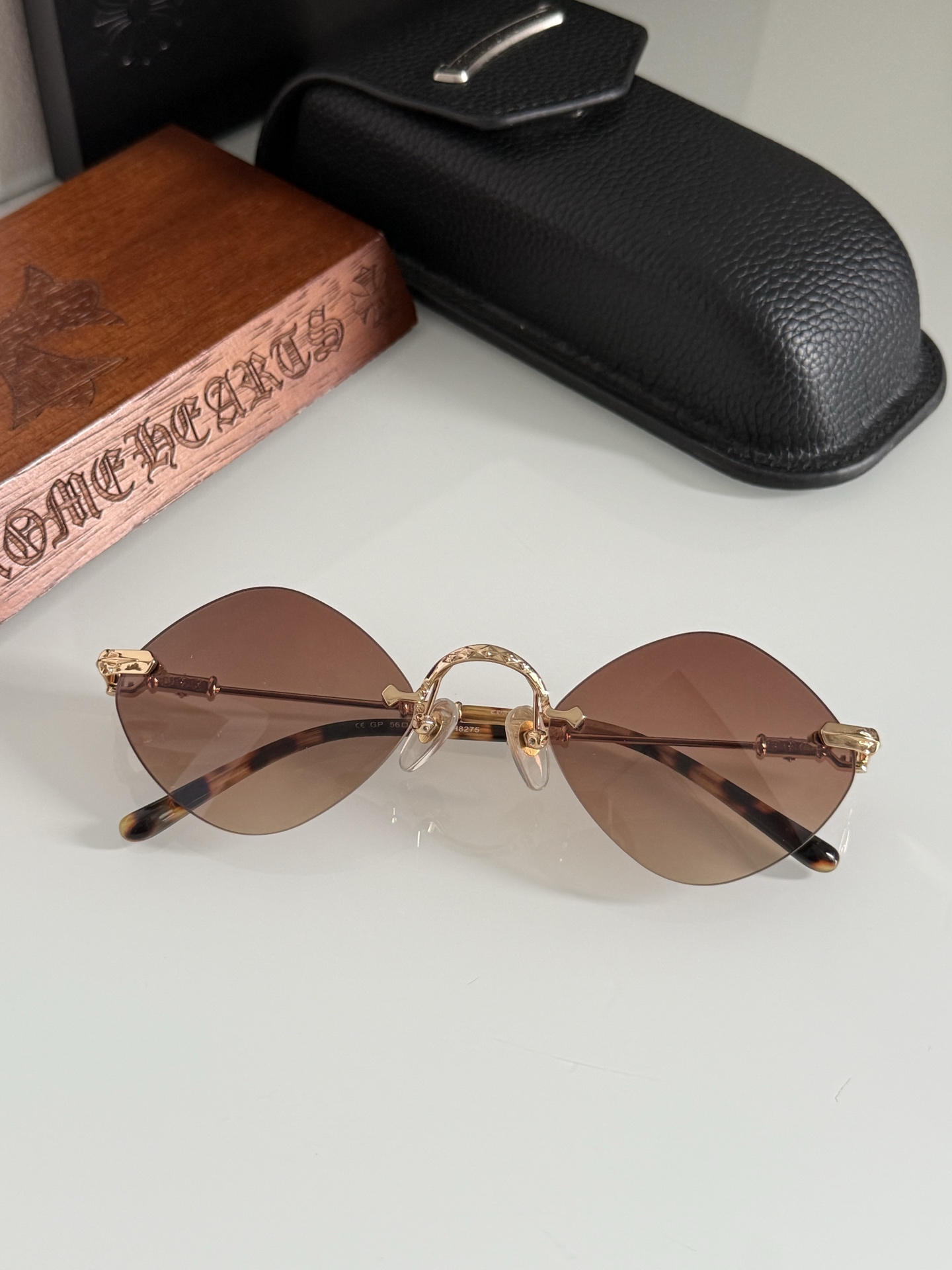 三角形独家首发！特定款！风靡全网经典复古小框太阳镜 CHROME HEARTCH8275 SIZE:56