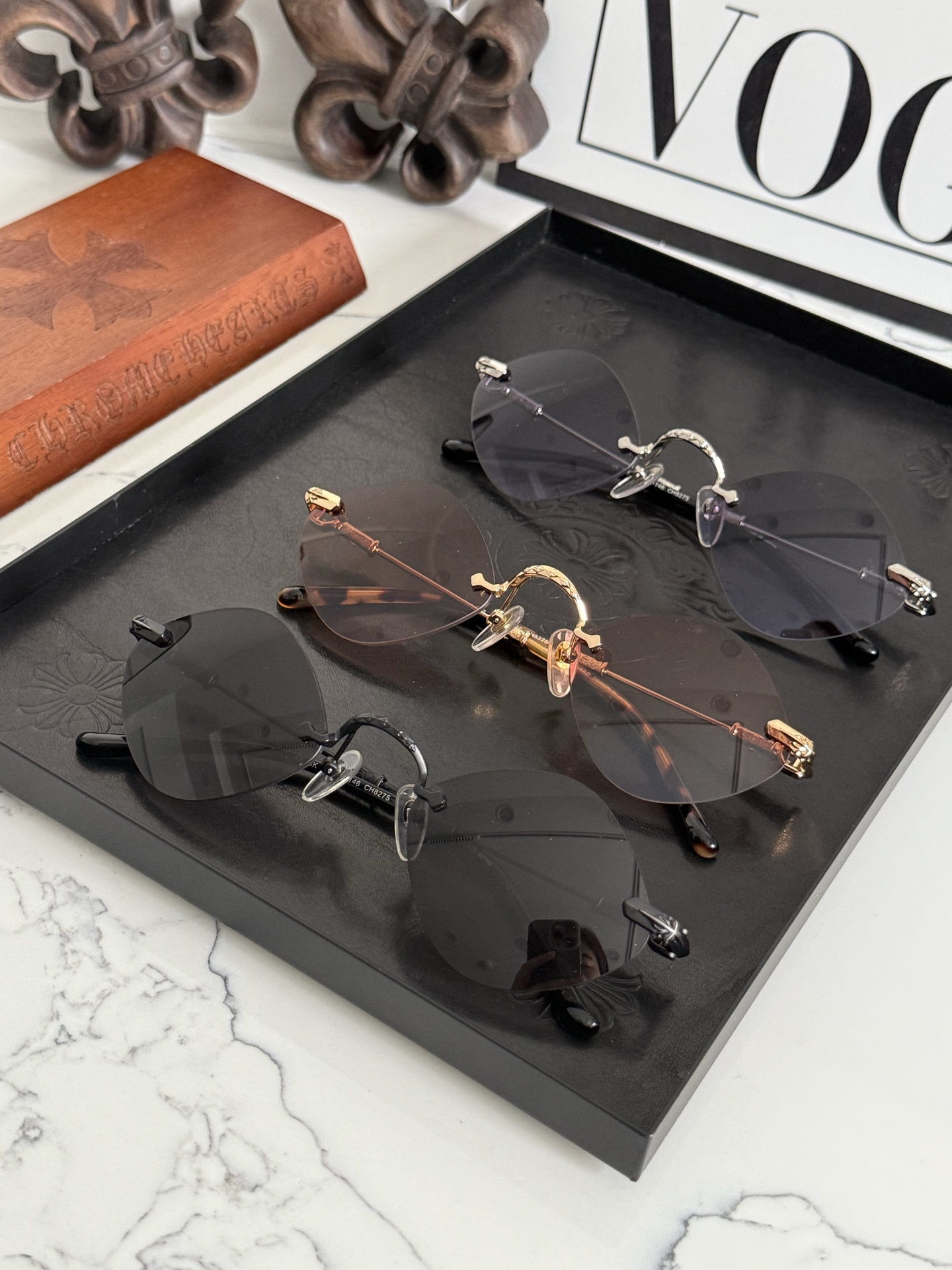 三角形独家首发！特定款！风靡全网经典复古小框太阳镜 CHROME HEARTCH8275 SIZE:56