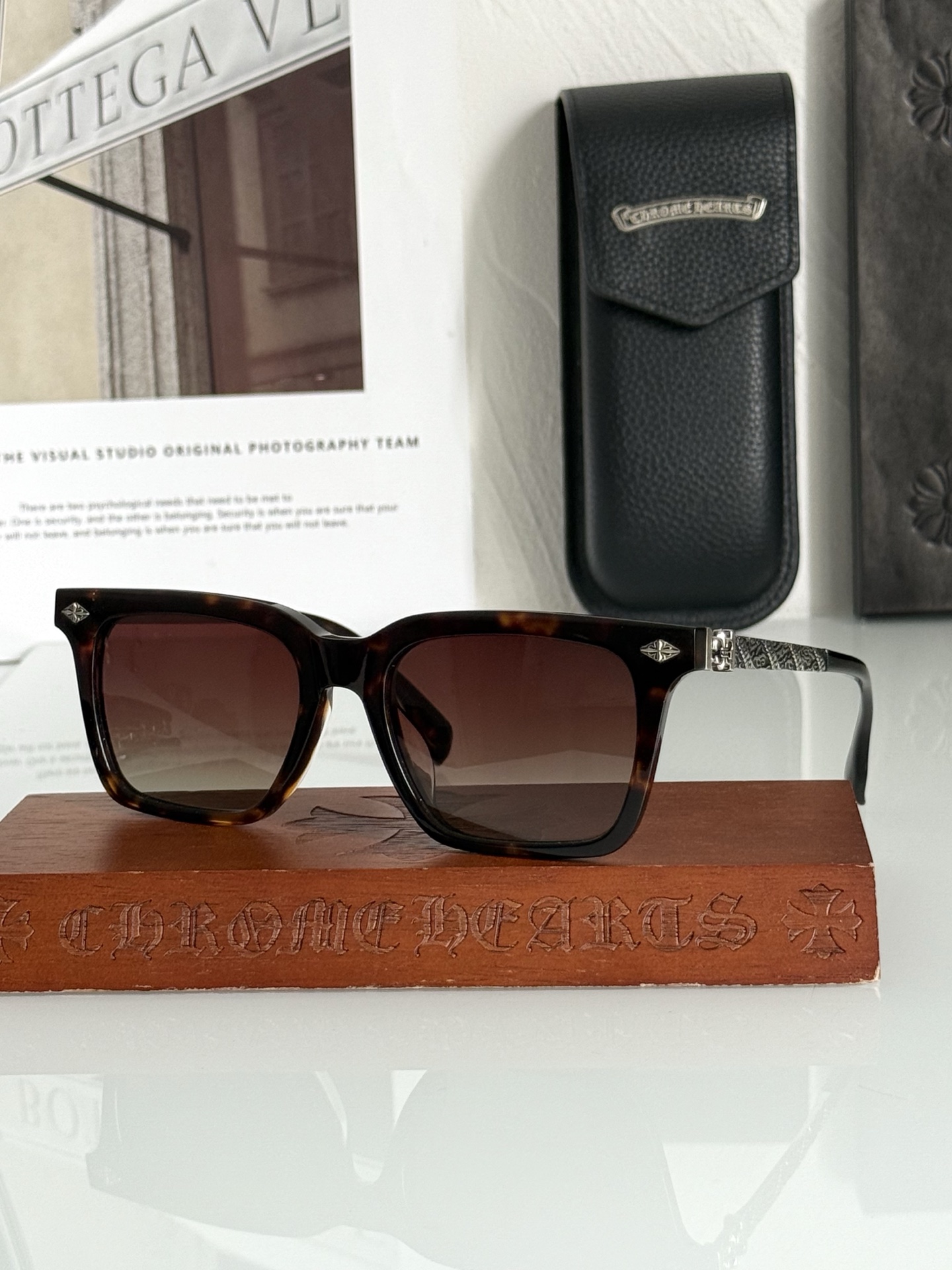 钛！CHROME HEART顶级板材手工打磨抛光而成立体图纹纯钛镜腿 大气时尚CH8271 SIZE：5